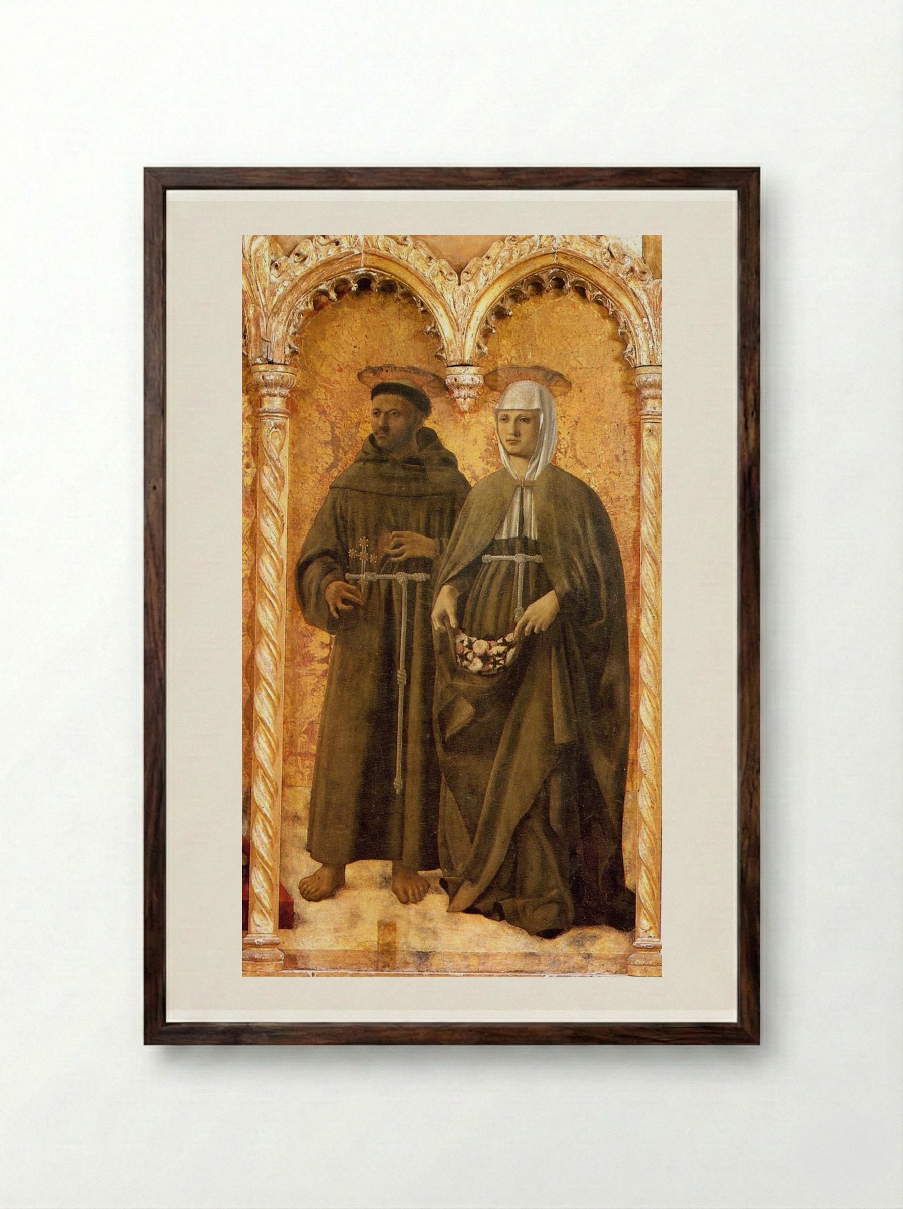 St. Francis and St. Elizabeth of Hungary - Piero della Francesca - Framed Print Dark Wood