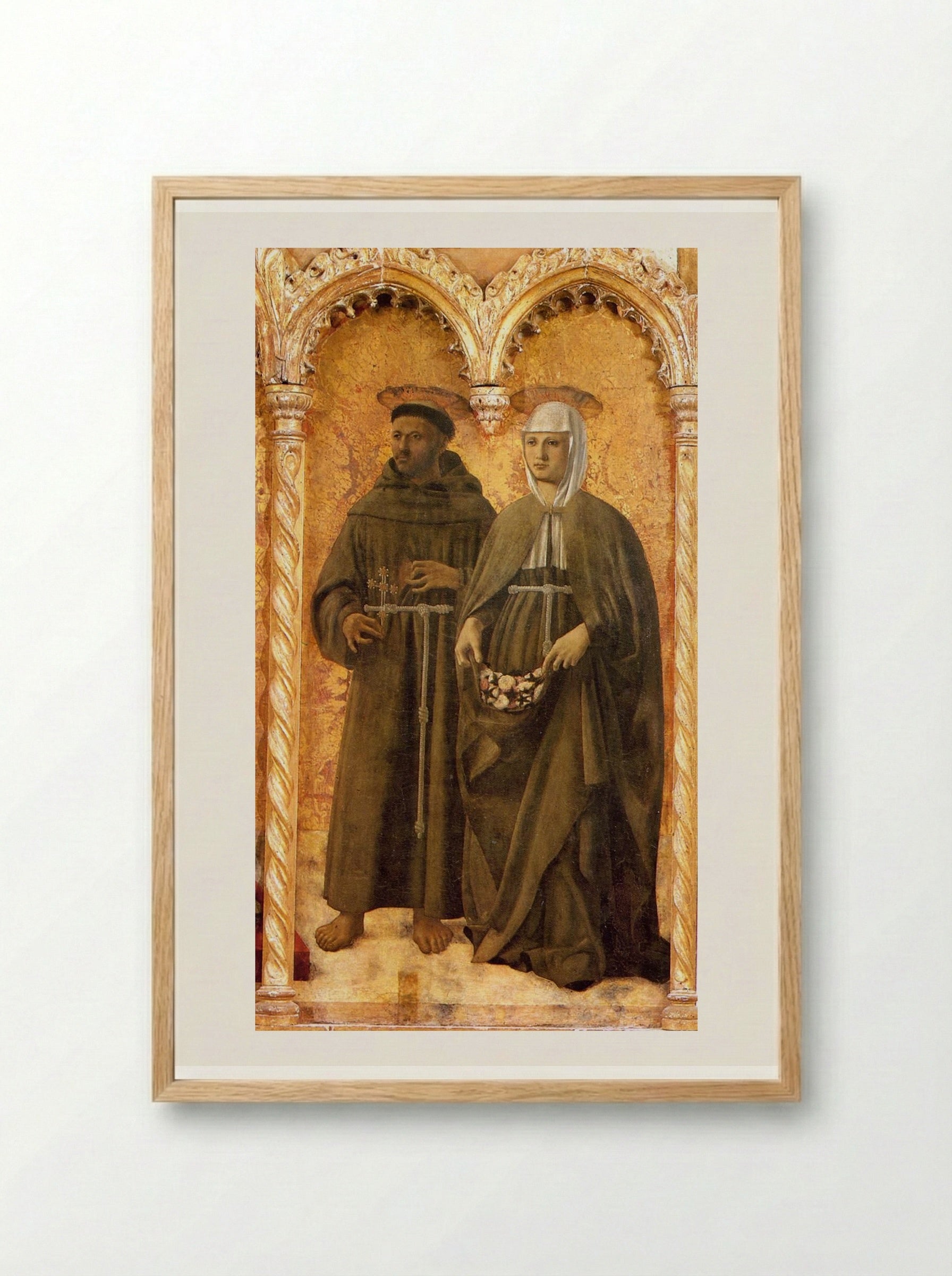 St. Francis and St. Elizabeth of Hungary - Piero della Francesca - Framed Print Wood