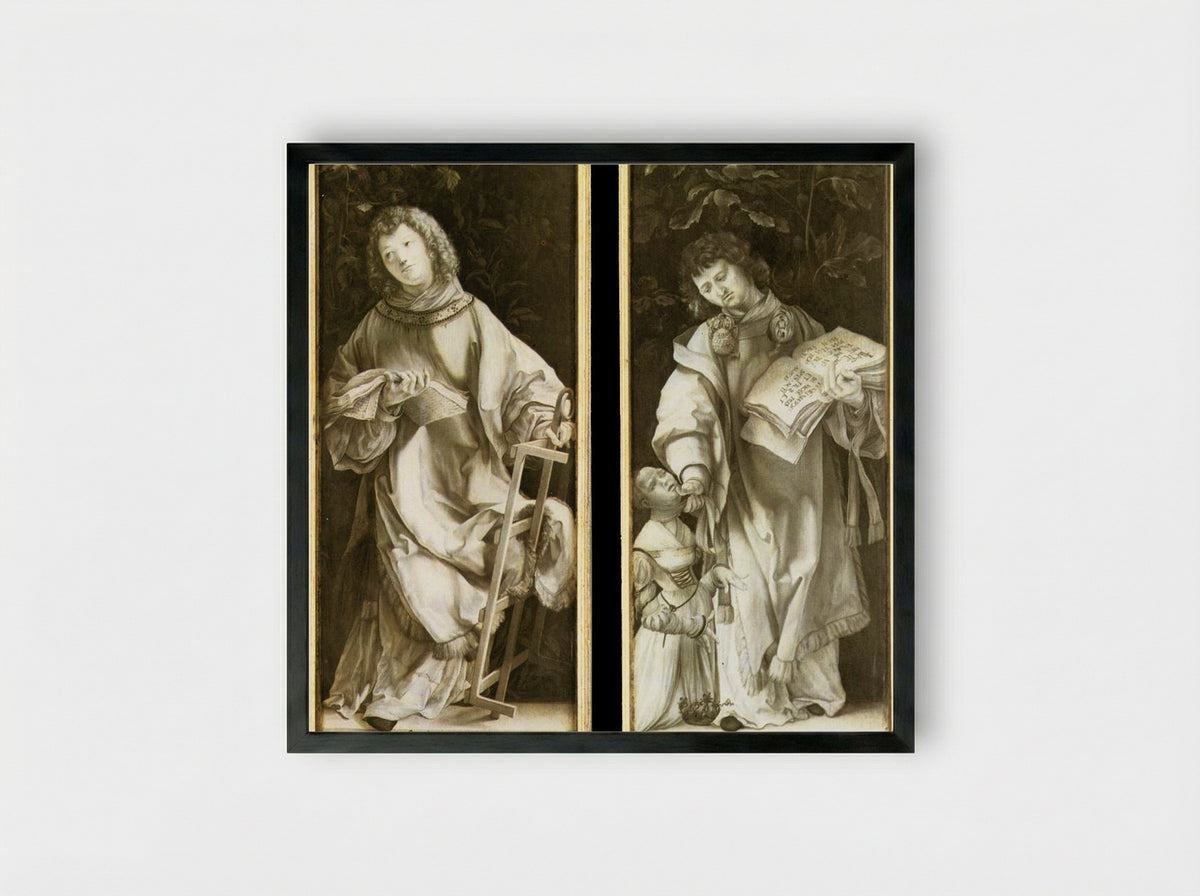 St. Lawrence and St. Cyricus - Matthias Grünewald - Framed Print Black
