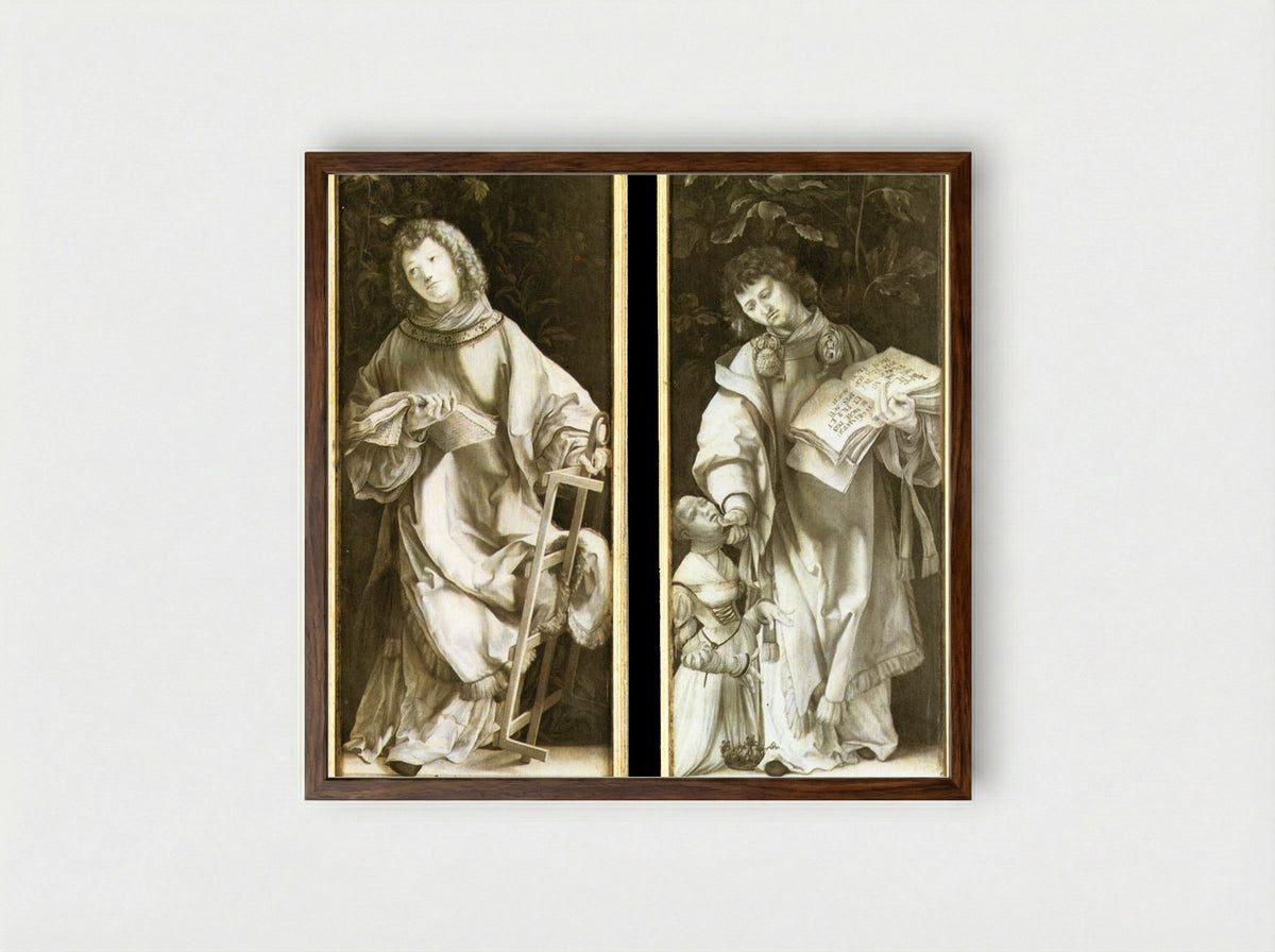 St. Lawrence and St. Cyricus - Matthias Grünewald - Framed Print Dark Wood