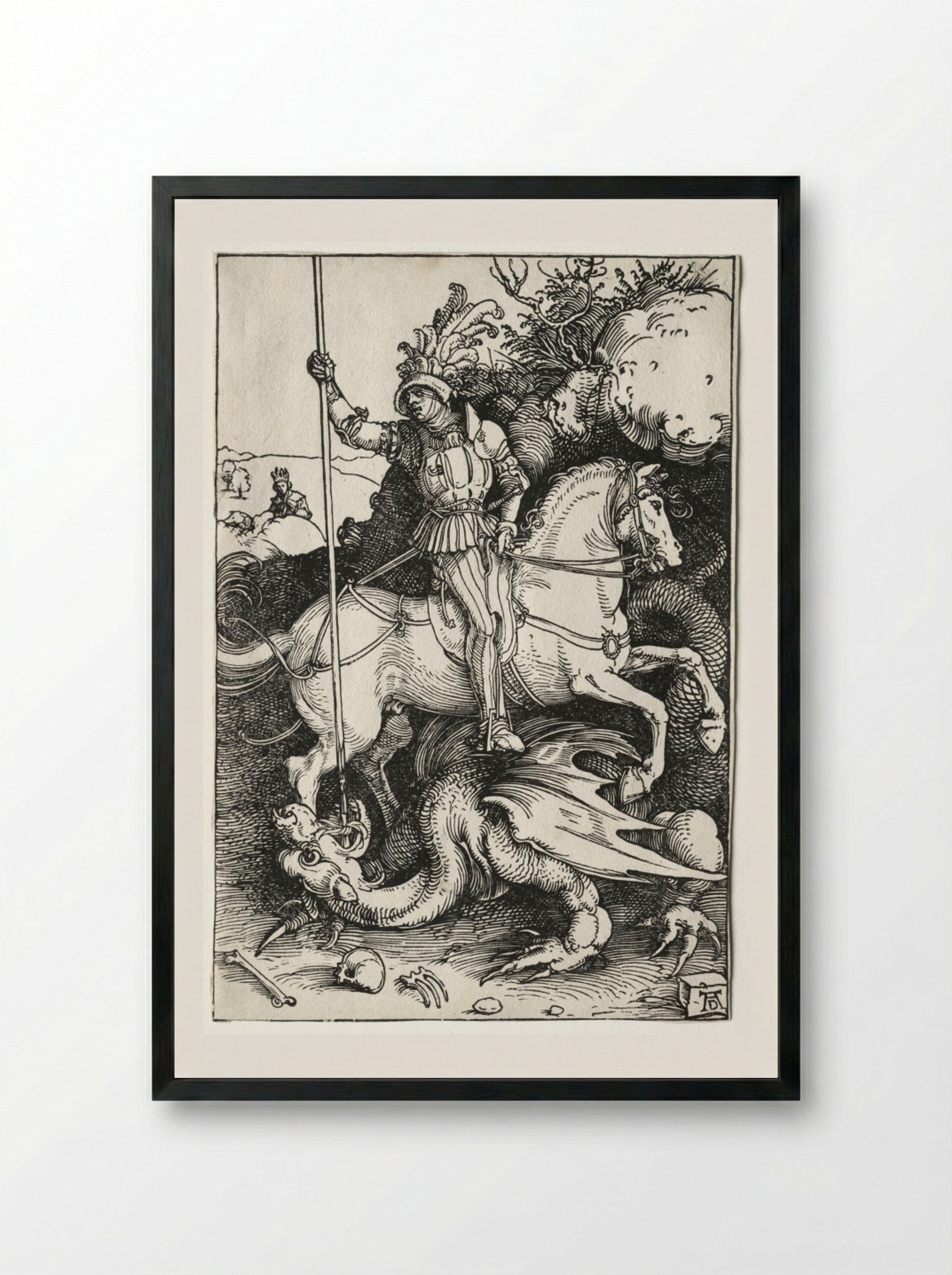St. George on Horseback - Albrecht Dürer - Framed Print Black