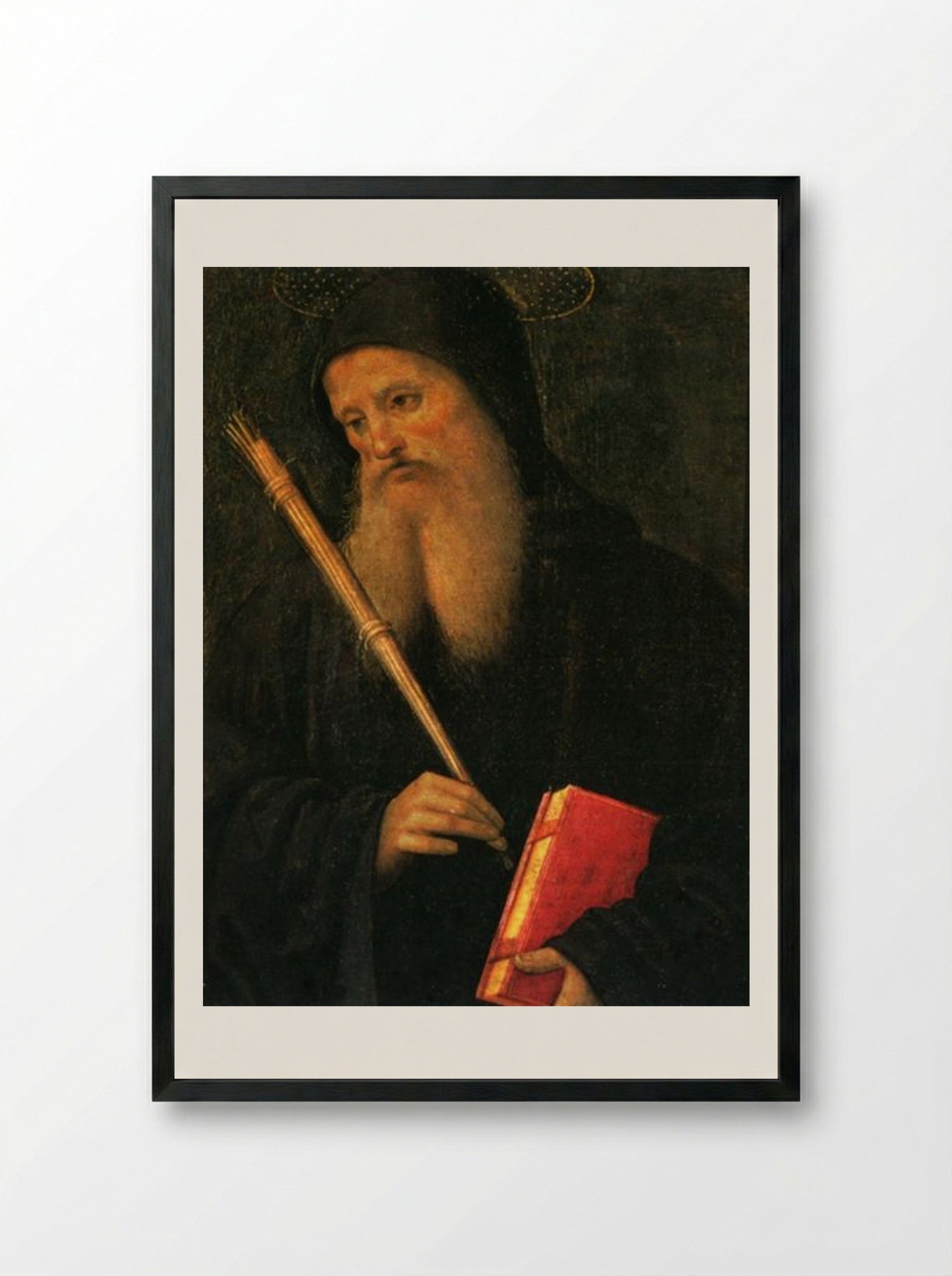 St. Benedict - Pietro Perugino - Framed Print Black