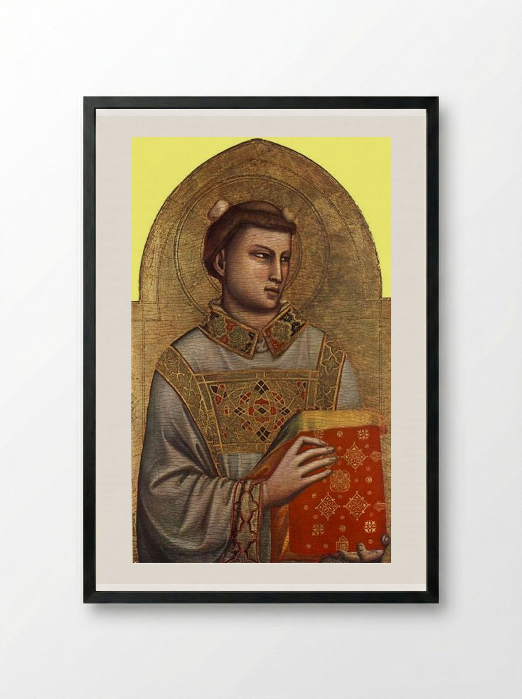 St. Stephen - Giotto di Bondone - Framed Print Black