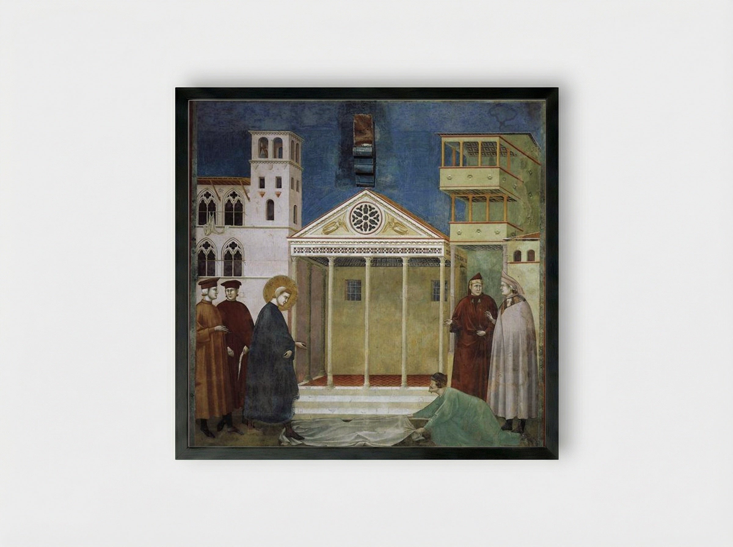 St. Francis Honoured by a Simple Man - Giotto di Bondone - Framed Print Black