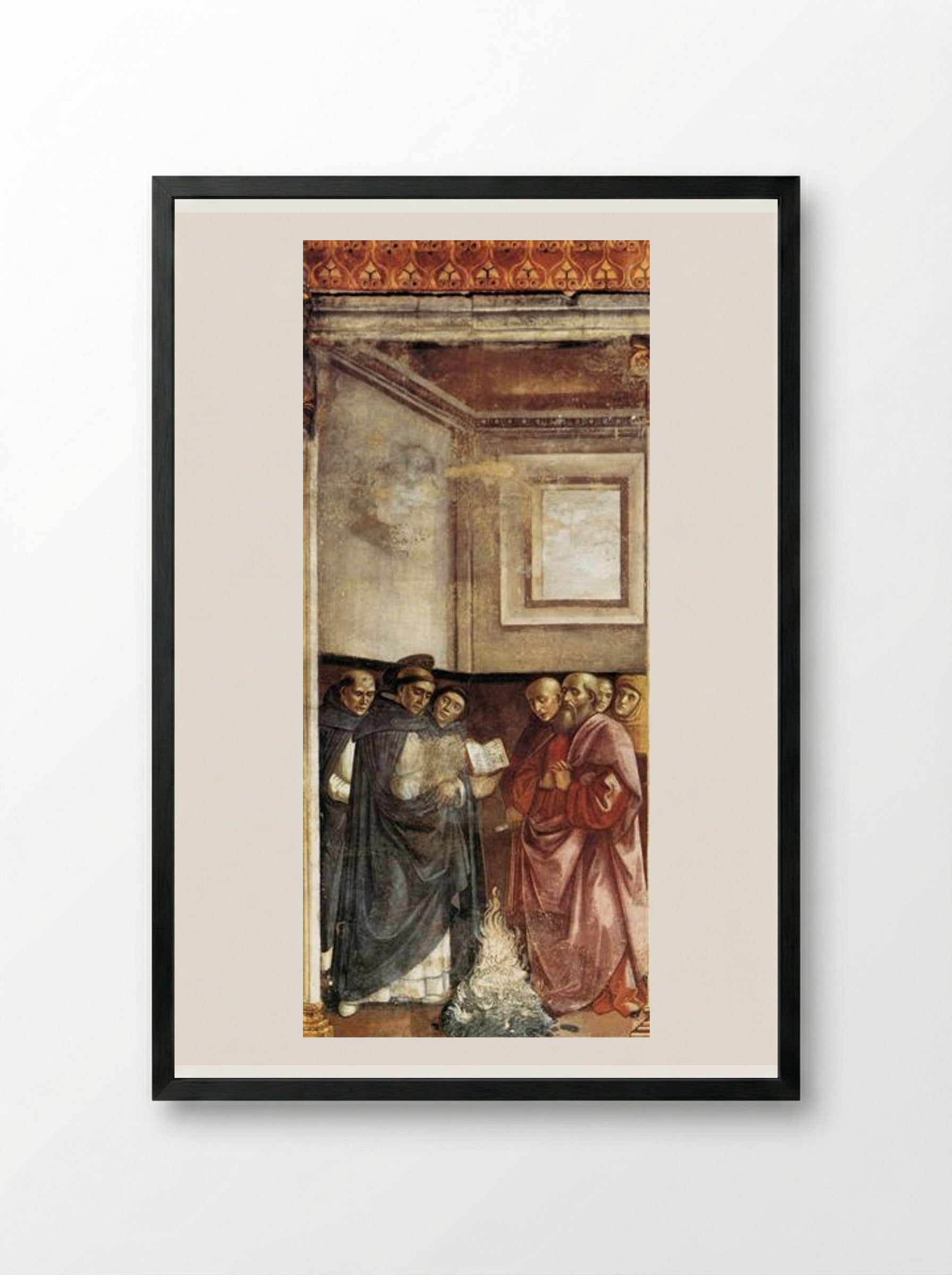 St. Dominic Burning Heretical Writings - Domenico Ghirlandaio - Framed Print Black