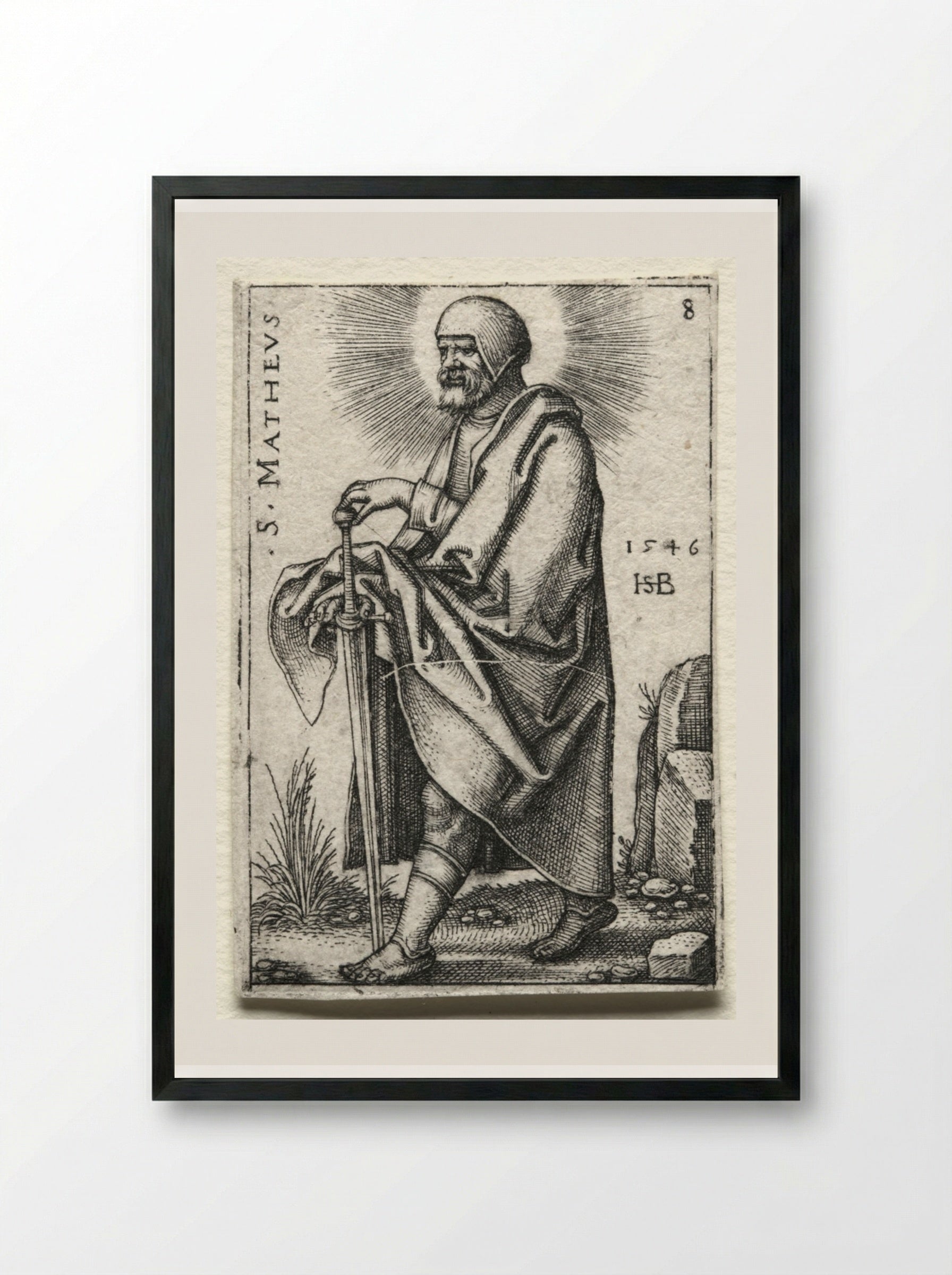 St. Matthew - Hans Sebald Beham - Framed Print Black
