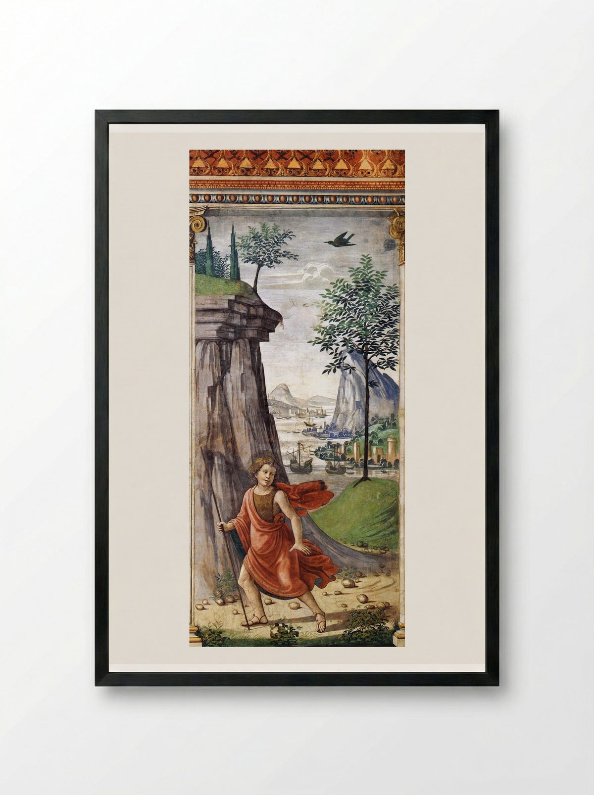 St. John the Baptist in the Desert - Domenico Ghirlandaio - Framed Print Black