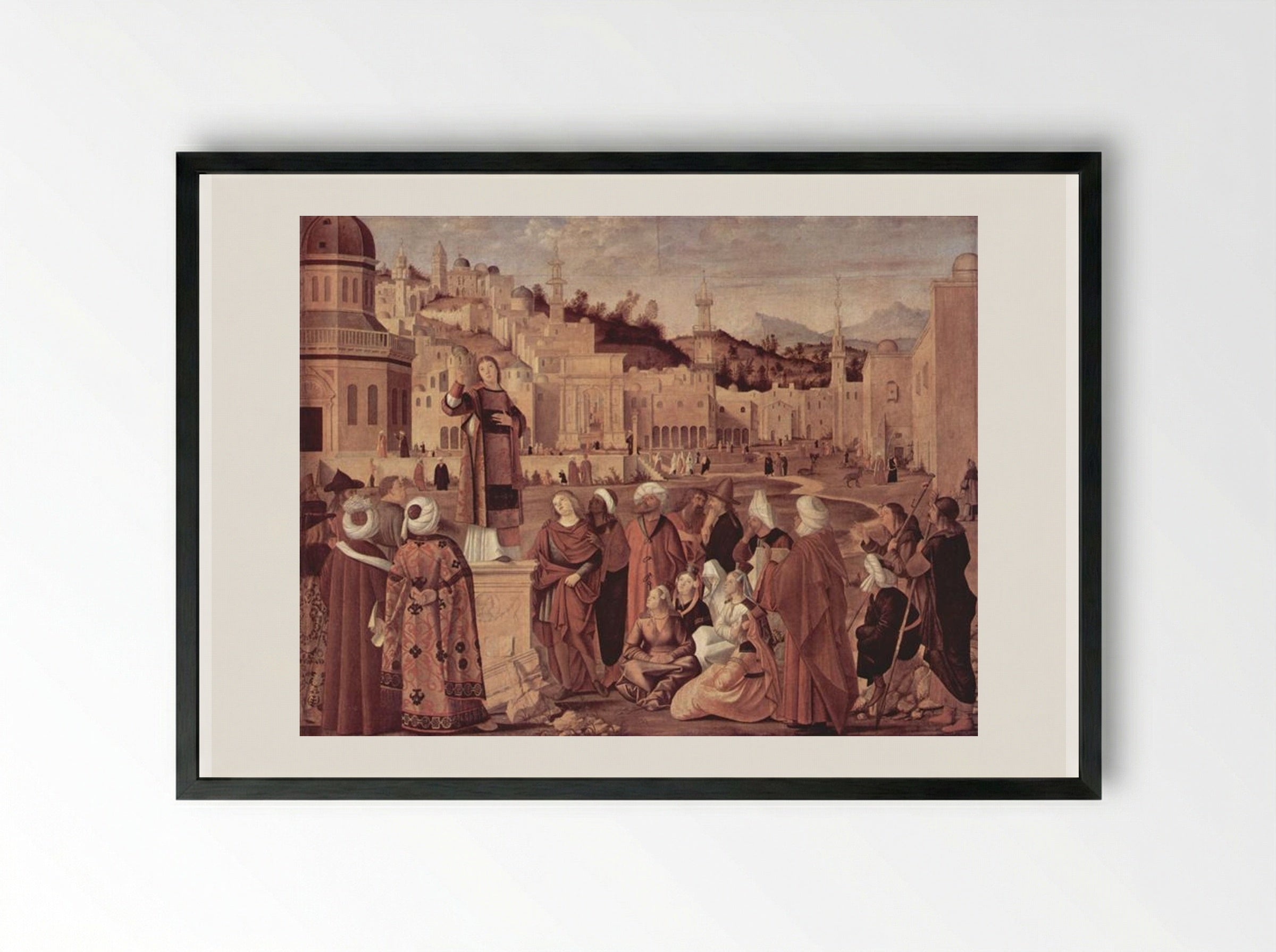 St. Stephen Preaching - Vittore Carpaccio - Framed Print Black