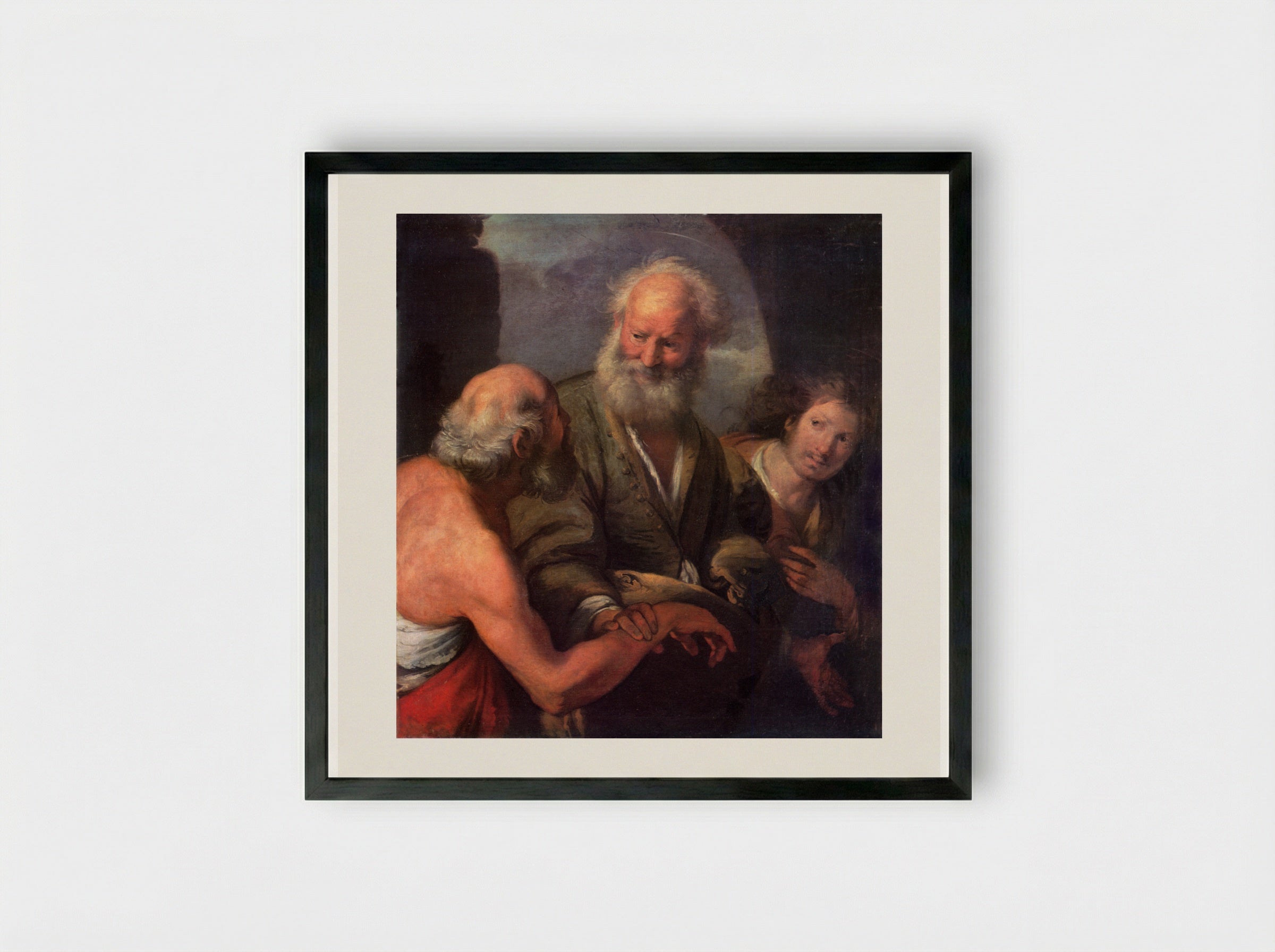 St. Peter Cures the Lame Beggar - Bernardo Strozzi - Framed Print Black