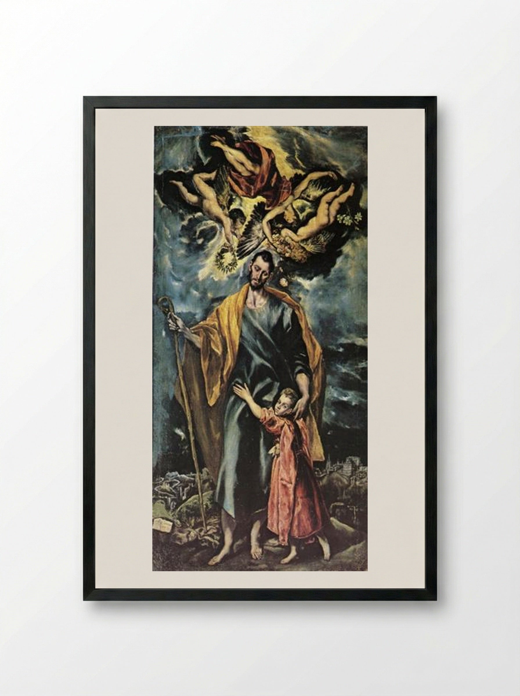 St. Joseph and the Christ Child - El Greco - Framed Print Black