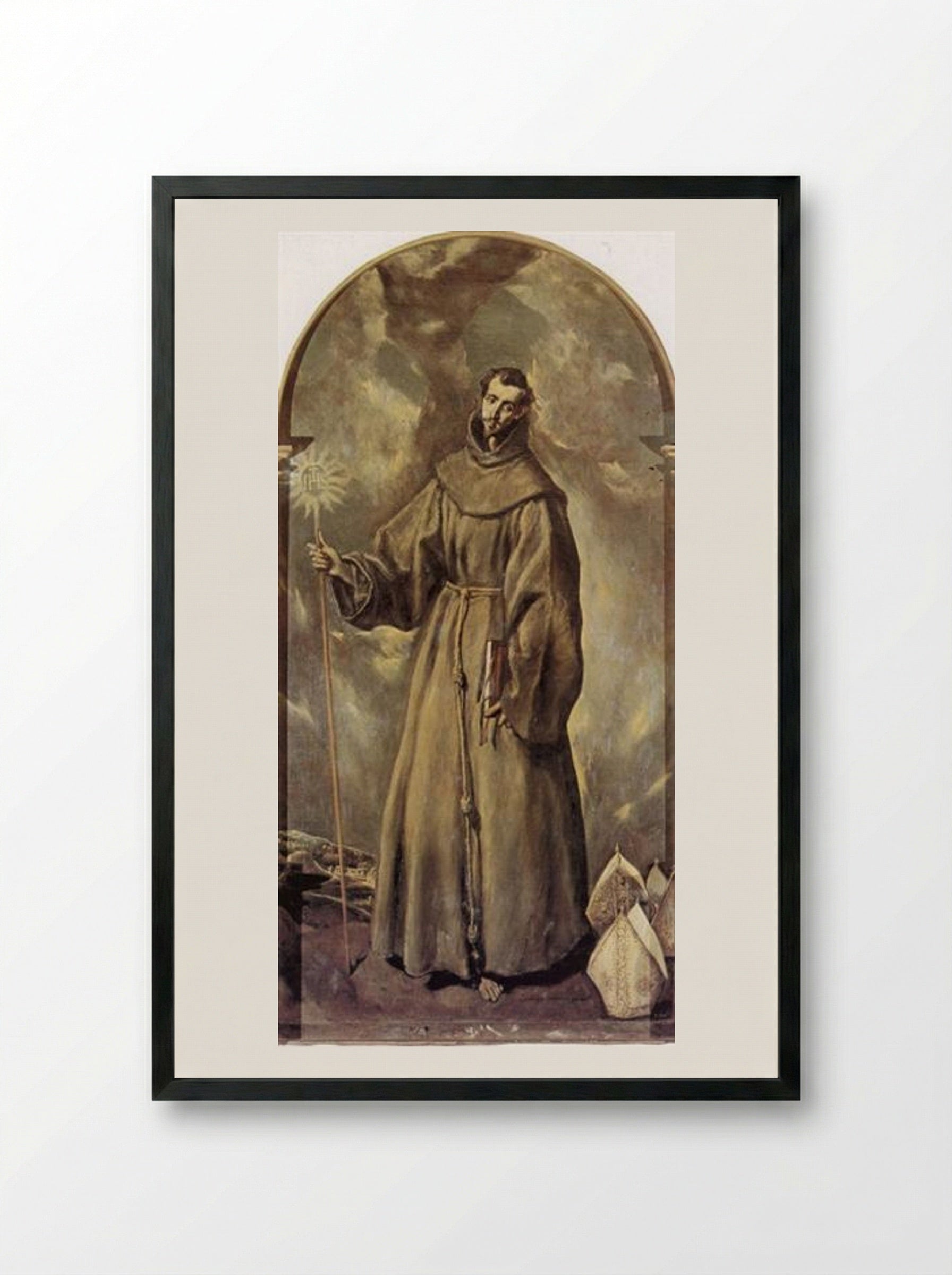 St. Bernardino of Siena - El Greco - Framed Print Black