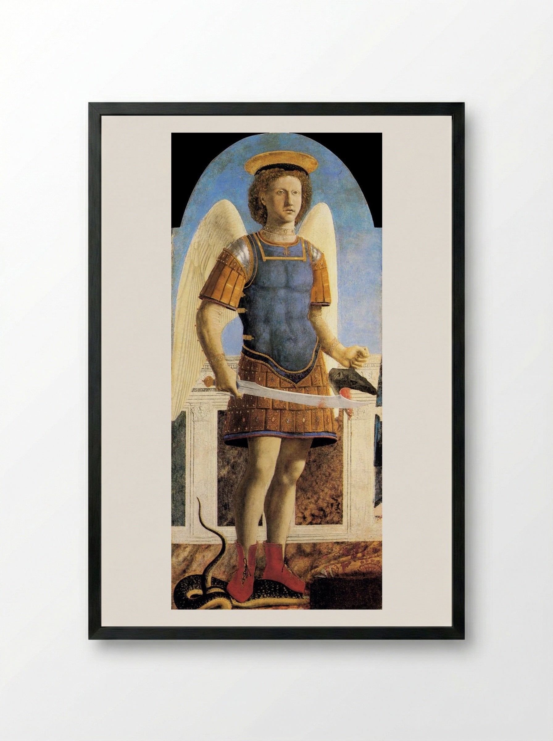 St. Michael the Archangel - Piero della Francesca - Framed Print Black