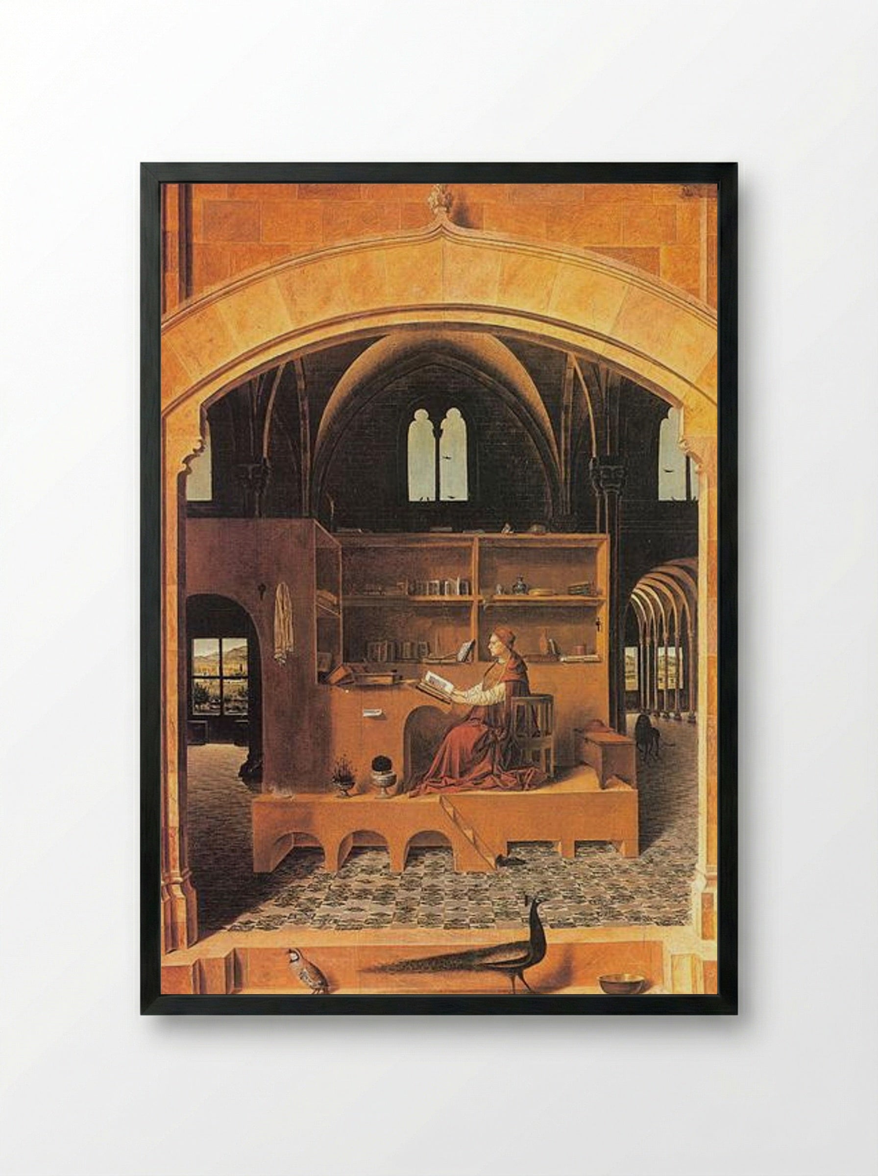 St. Jerome in His Study - Antonello da Messina - Framed Print Black
