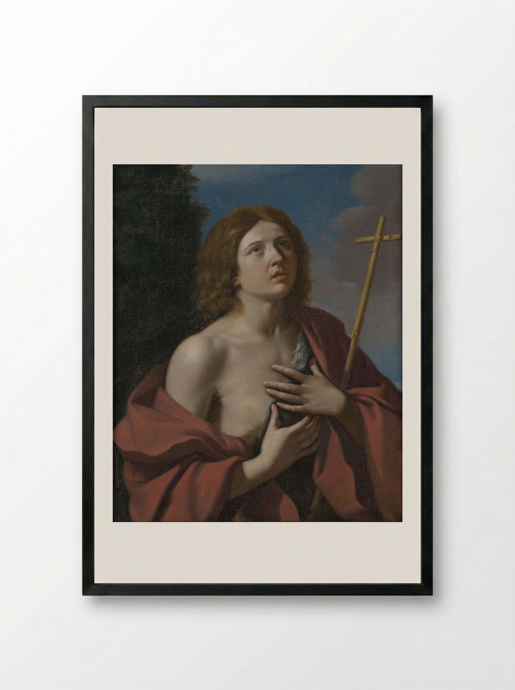 St. John the Baptist - Guercino - Framed Print Black