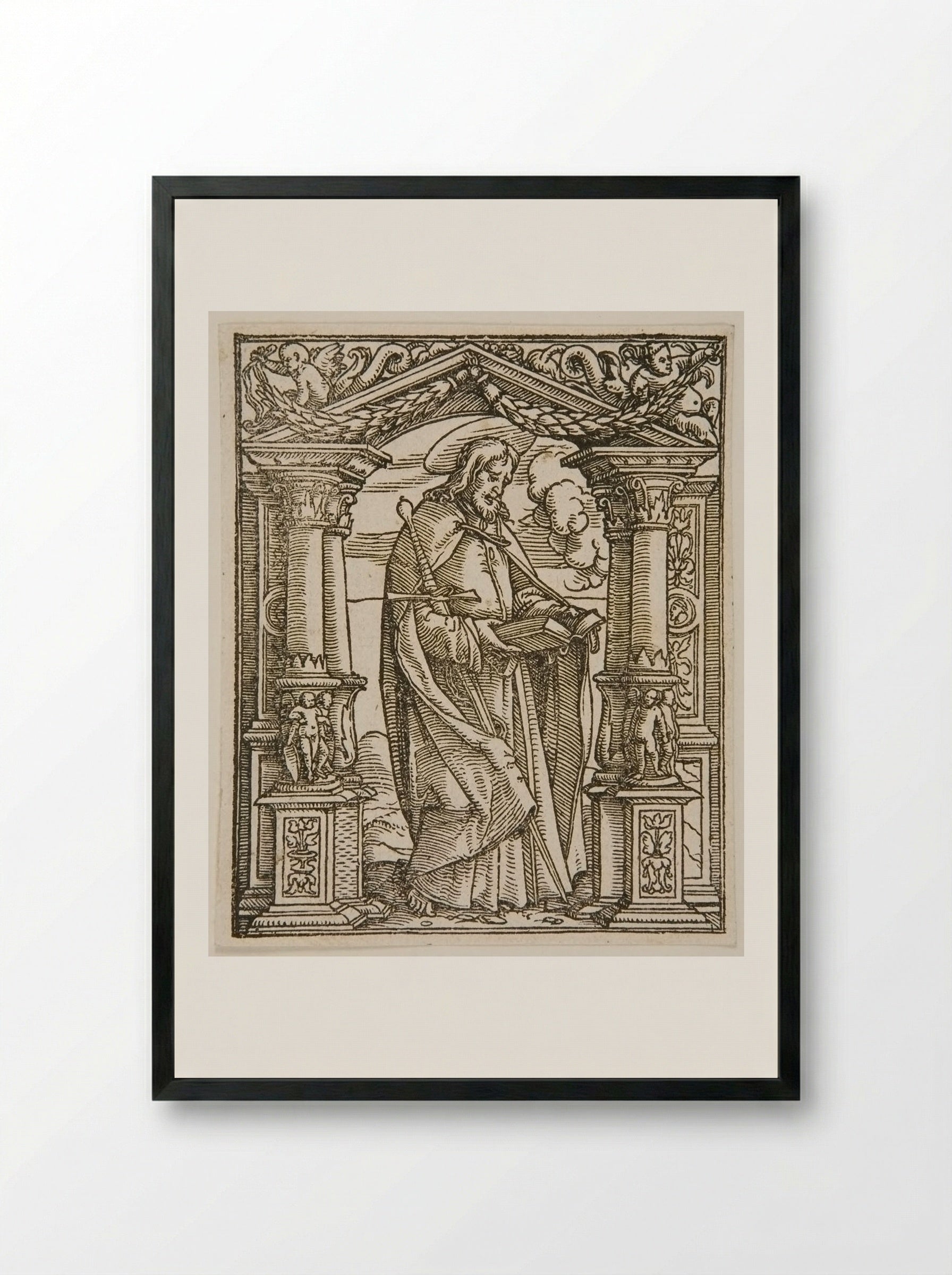 St. Paul Standing in a Niche - Hans Holbein the Younger - Framed Print Black