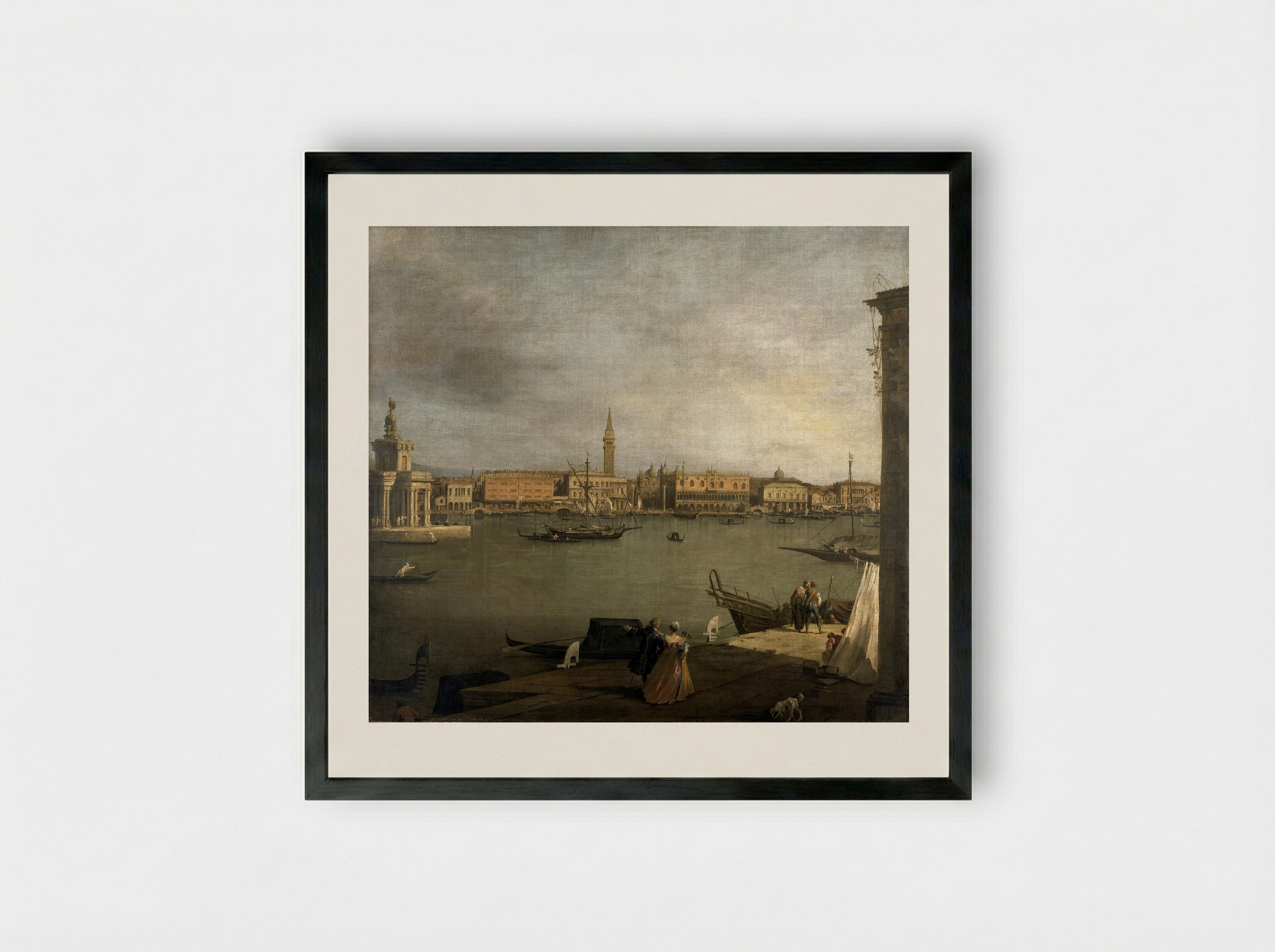 St. Mark's Basin from the Punta della Dogana - Canaletto - Framed Print Black