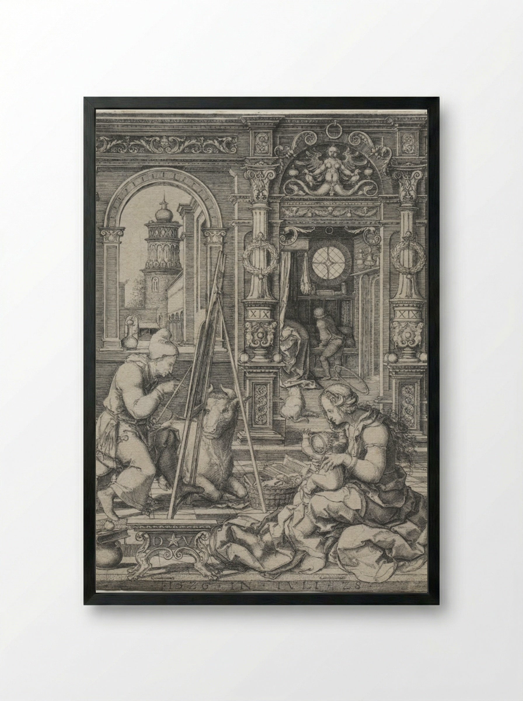 St. Luke Painting the Virgin - Dirk Vellert - Framed Print Black