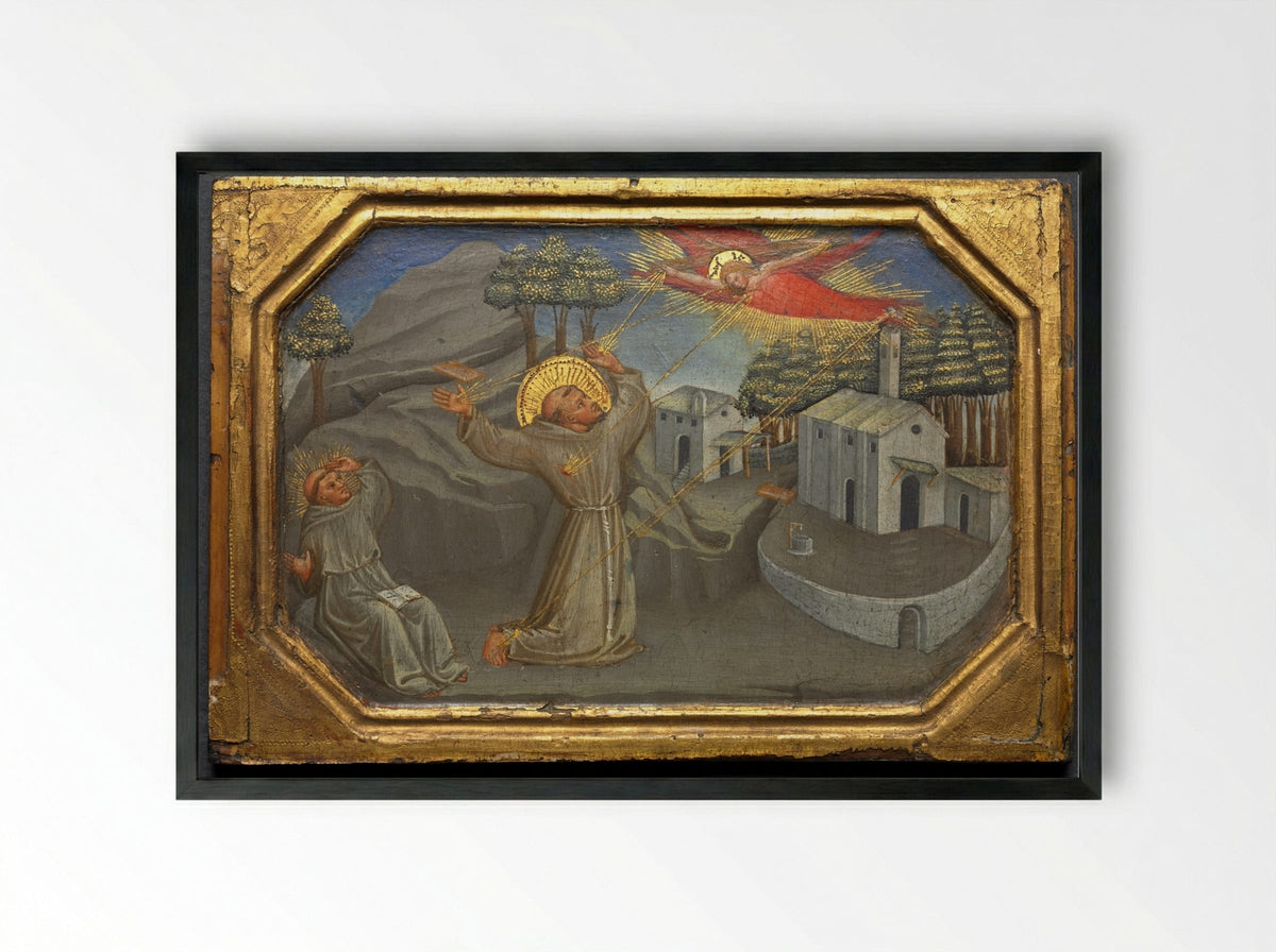 St. Francis of Assisi Receiving the Stigmata - Bicci di Lorenzo - Framed Print Black