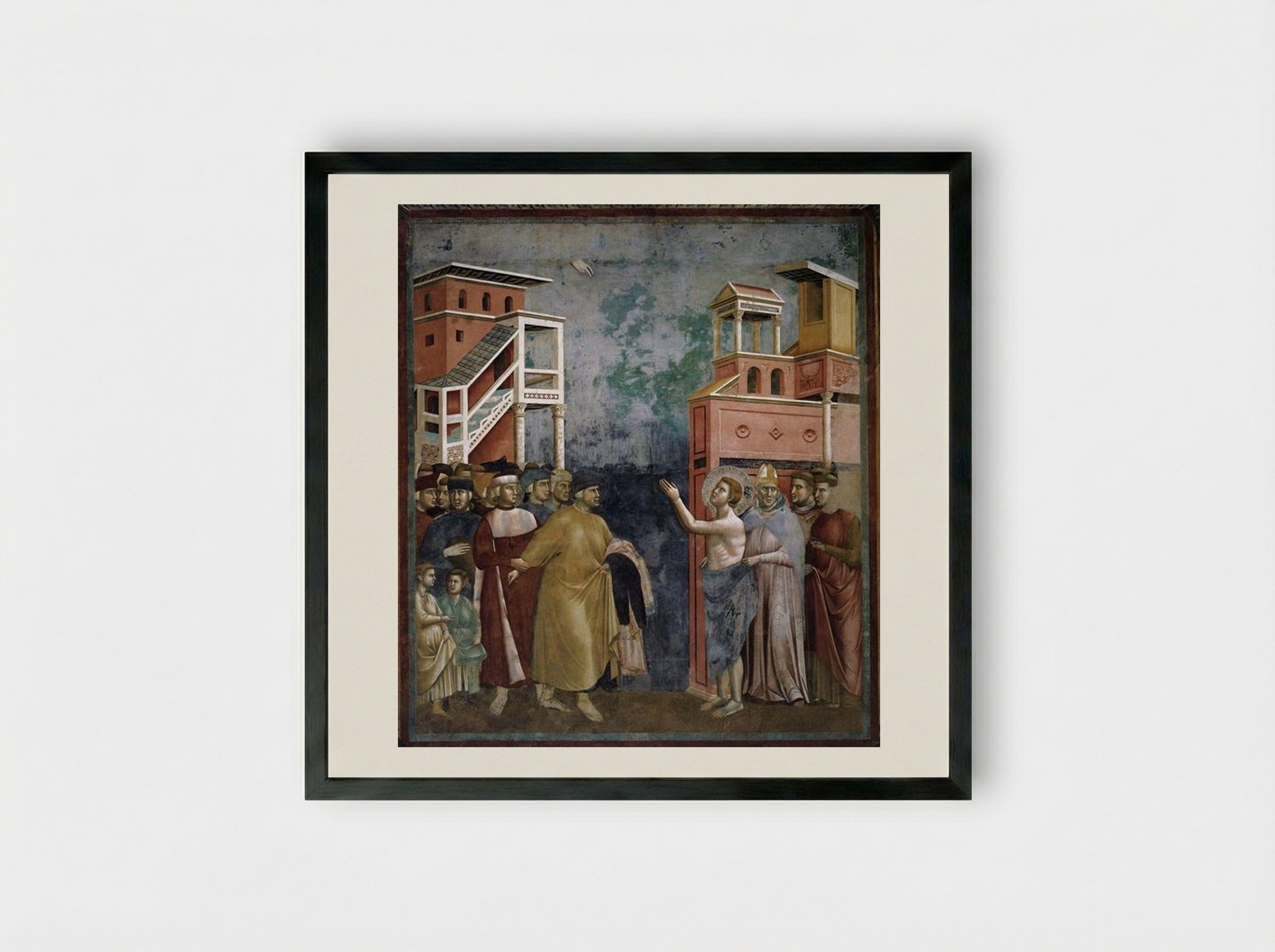 St. Francis Renounces all Worldly Goods - Giotto di Bondone - Framed Print Black