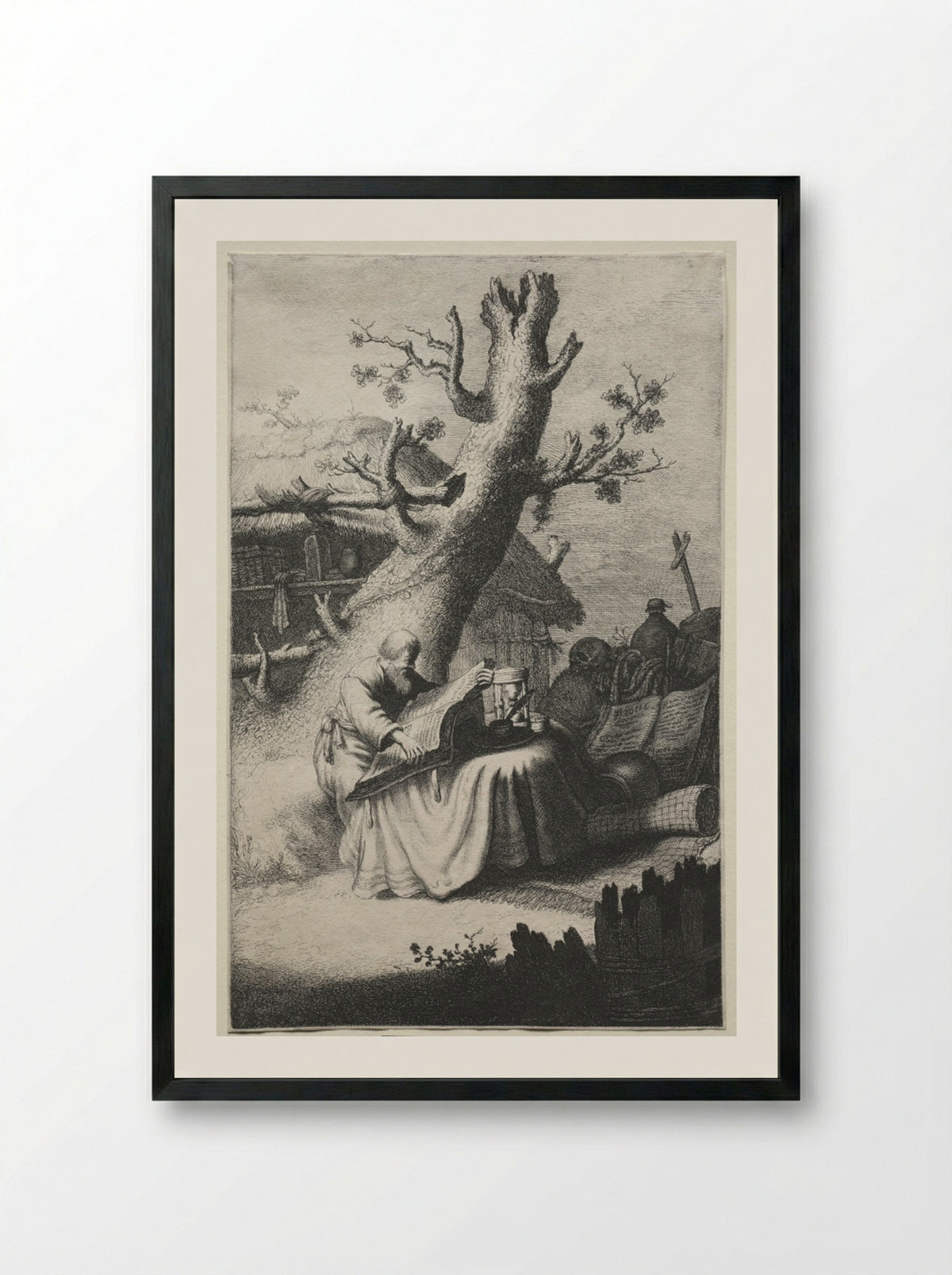 St. Jerome - Jan Georg van Vliet - Framed Print Black
