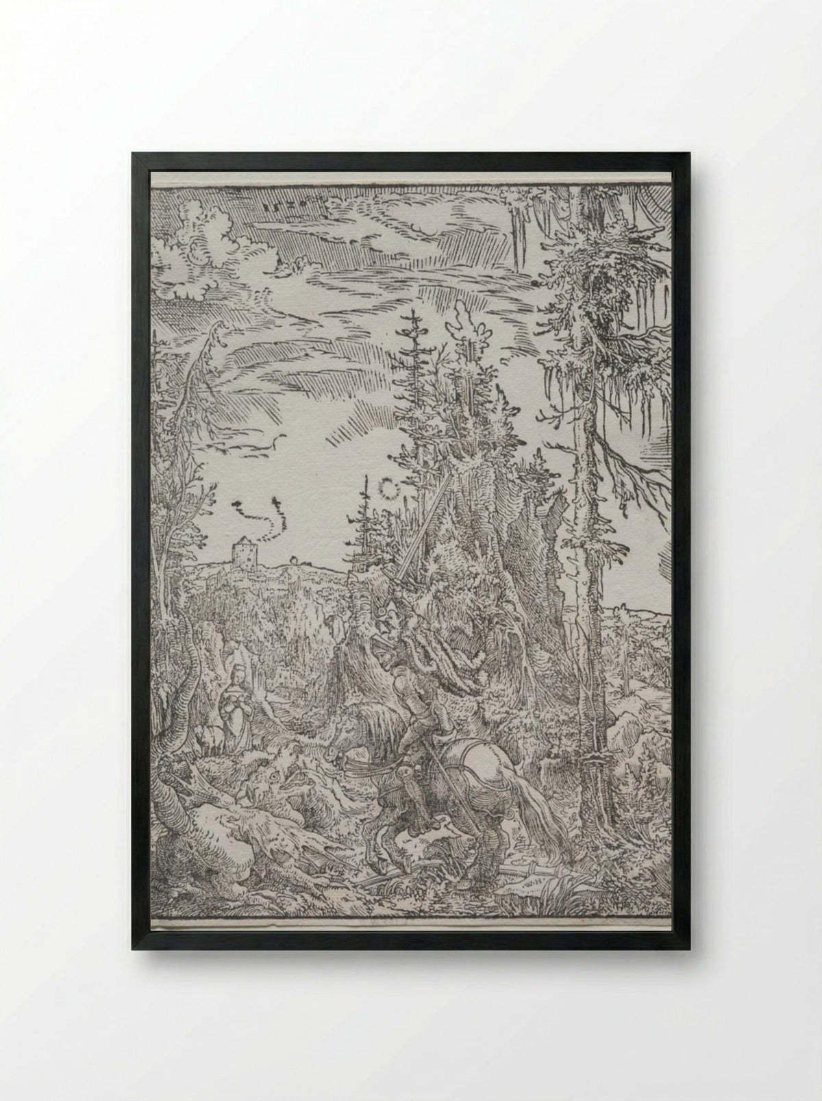 St. George and the Dragon - Wolfgang Huber - Framed Print Black