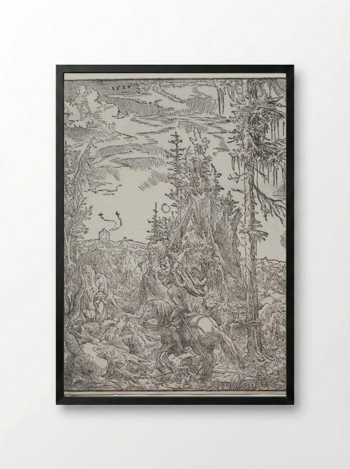St. George and the Dragon - Wolfgang Huber - Framed Print Black