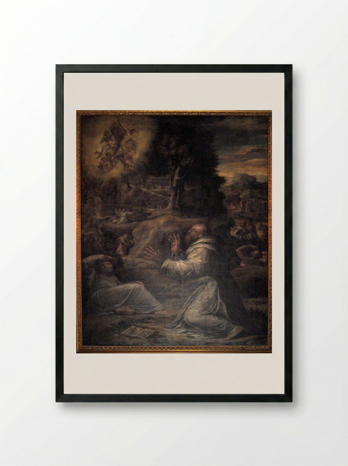 St. Francis receiving the Stigmata - Giorgio Vasari - Framed Print Black