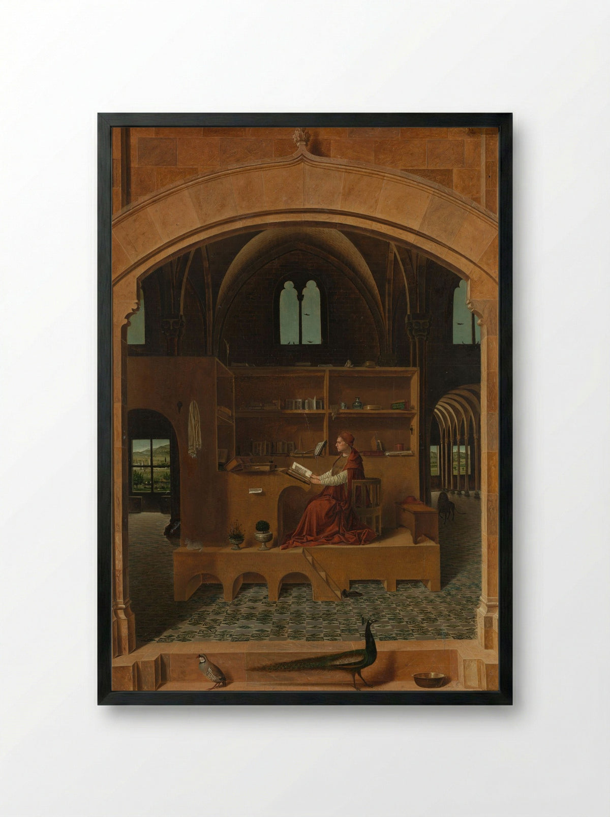 St. Jerome in His Study - Antonello da Messina - Framed Print Black