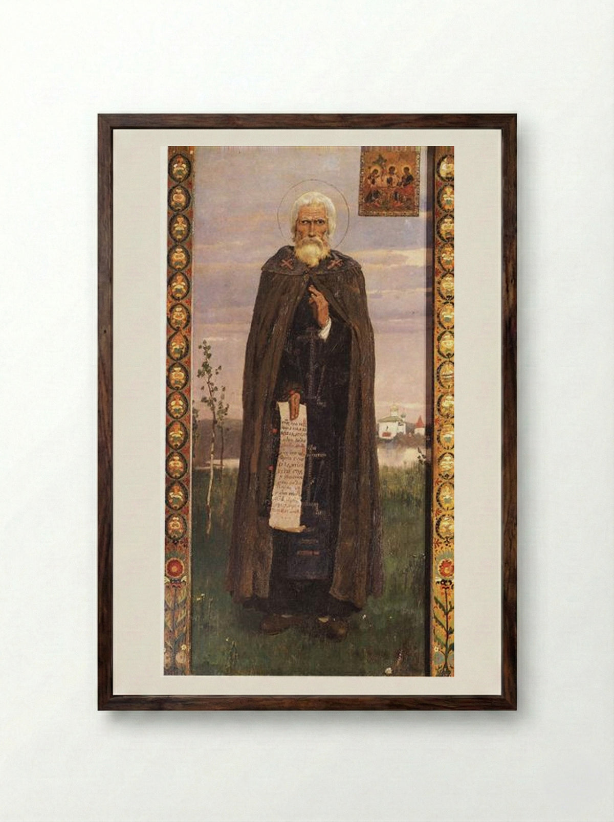 St. Sergius of Radonezh - Viktor Vasnetsov - Framed Print Dark Wood
