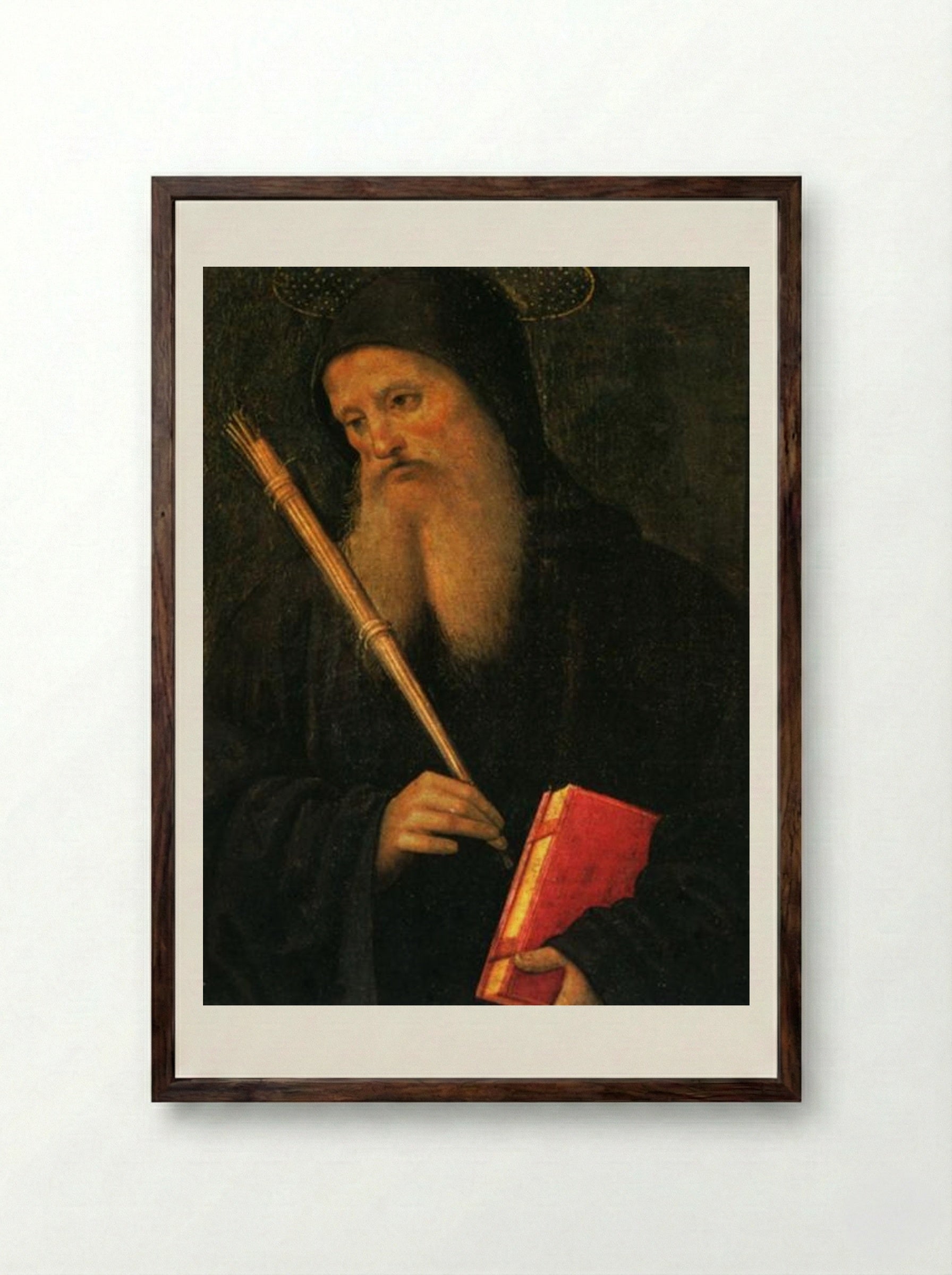 St. Benedict - Pietro Perugino - Framed Print Dark Wood