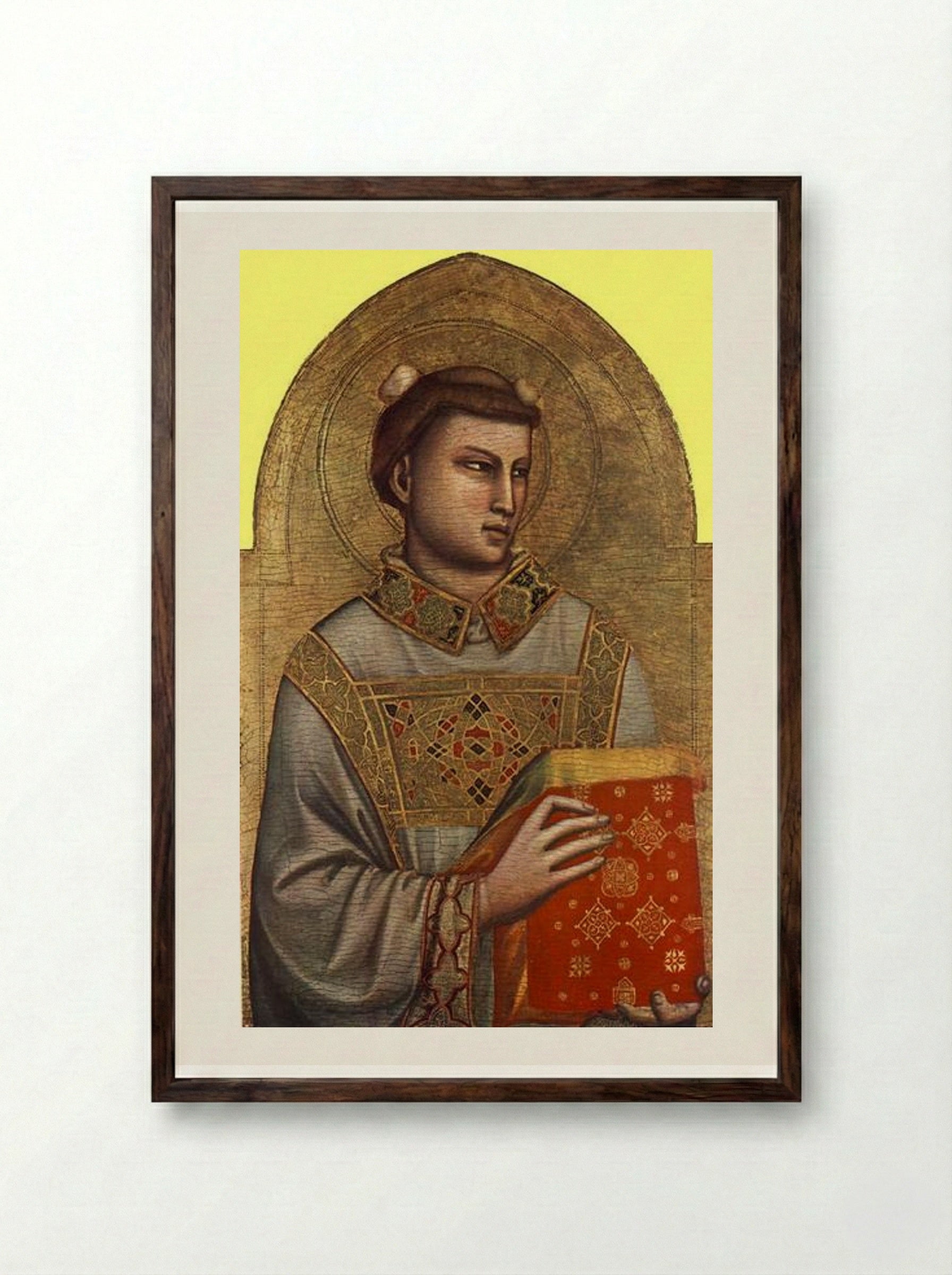St. Stephen - Giotto di Bondone - Framed Print Dark Wood
