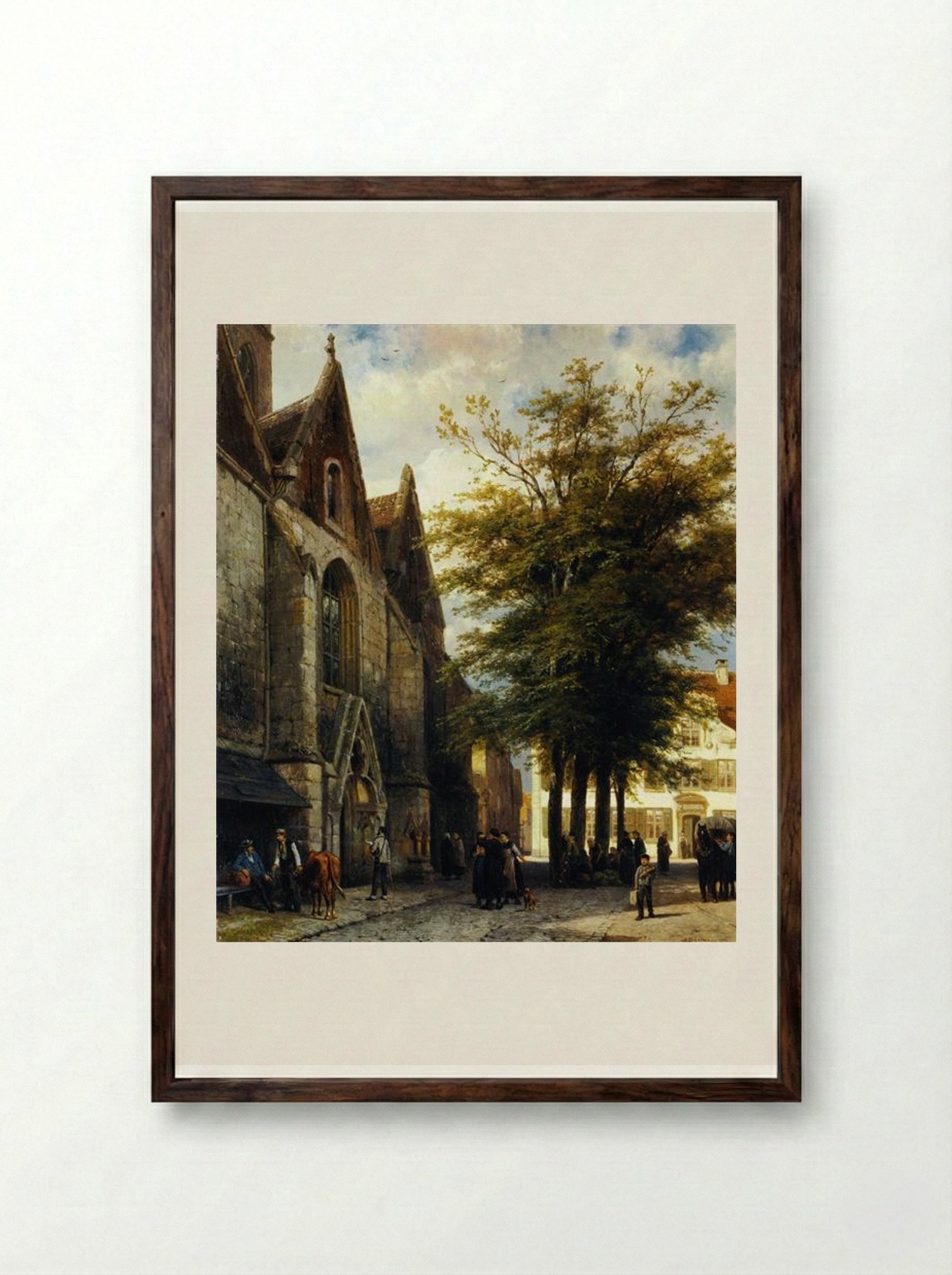 St. Joseph's Church in Hamelen - Cornelis Springer - Framed Print Dark Wood