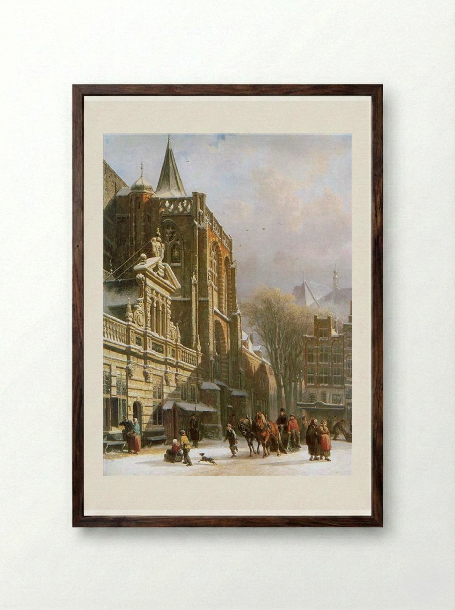 St. Michael Church in Zwolle - Cornelis Springer - Framed Print Dark Wood