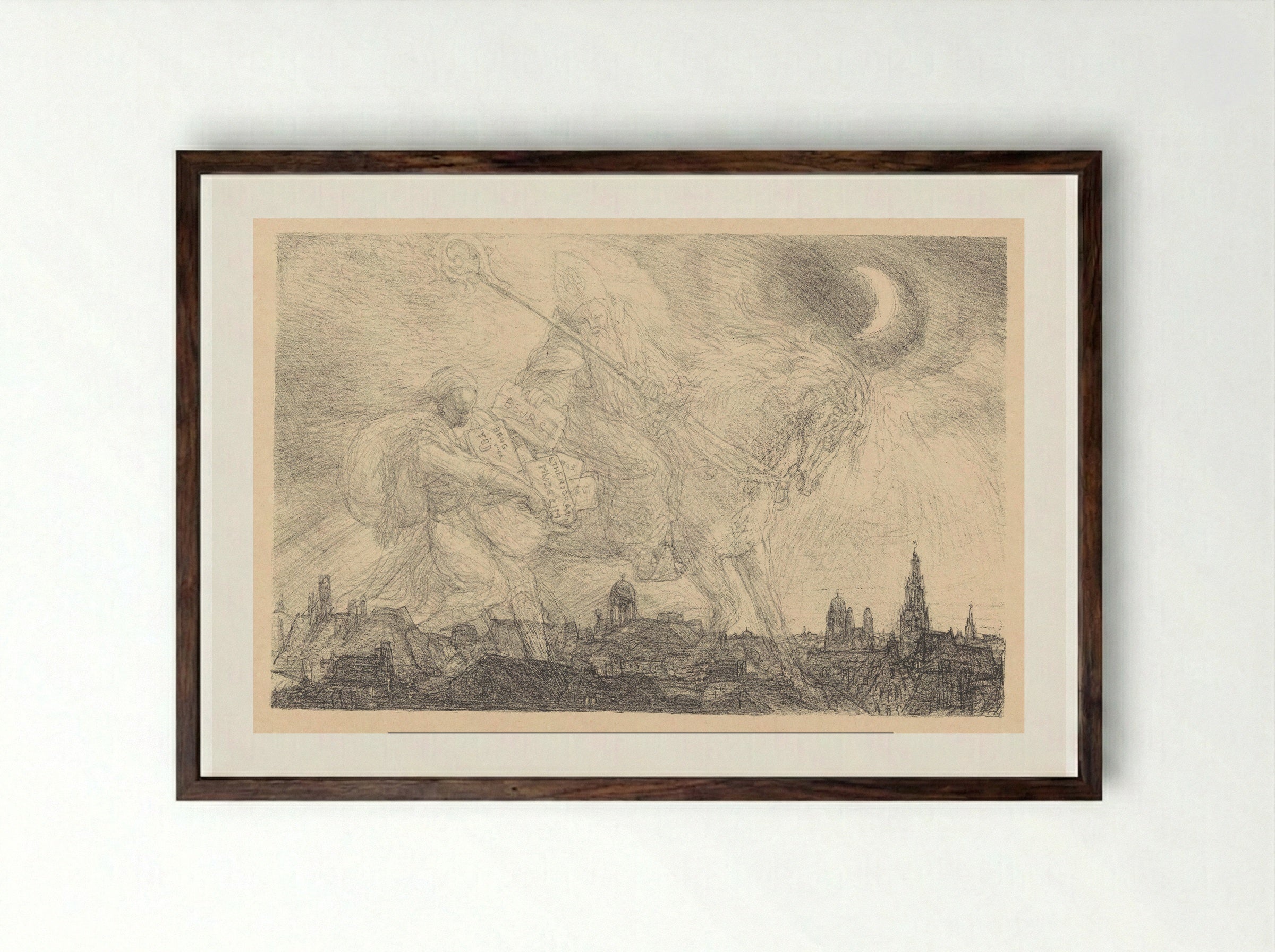 St. Nikolaas te Amsterdam - Marius Bauer - Framed Print Dark Wood