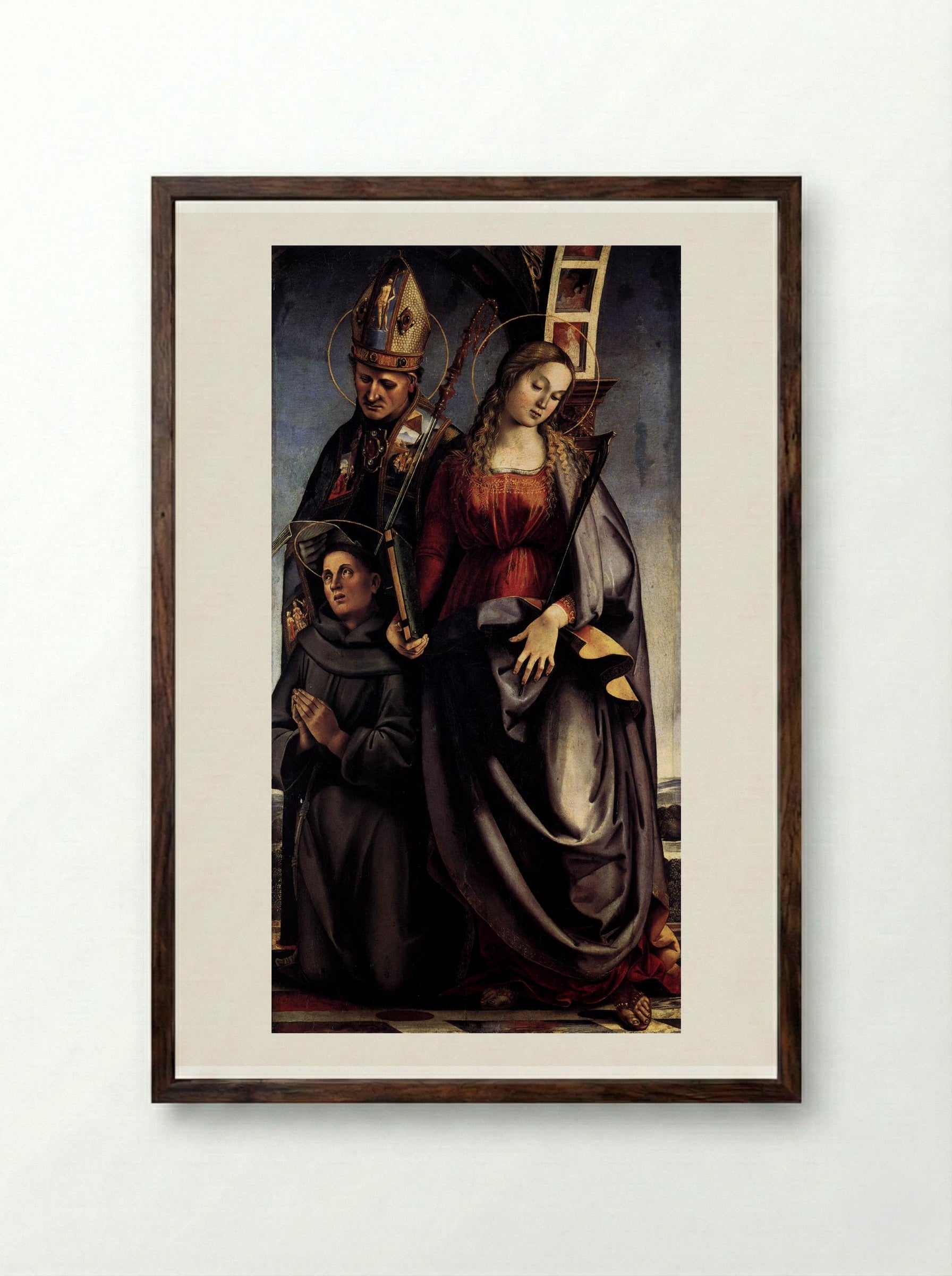St. Augustine Altarpiece (right wing) - Luca Signorelli - Framed Print Dark Wood