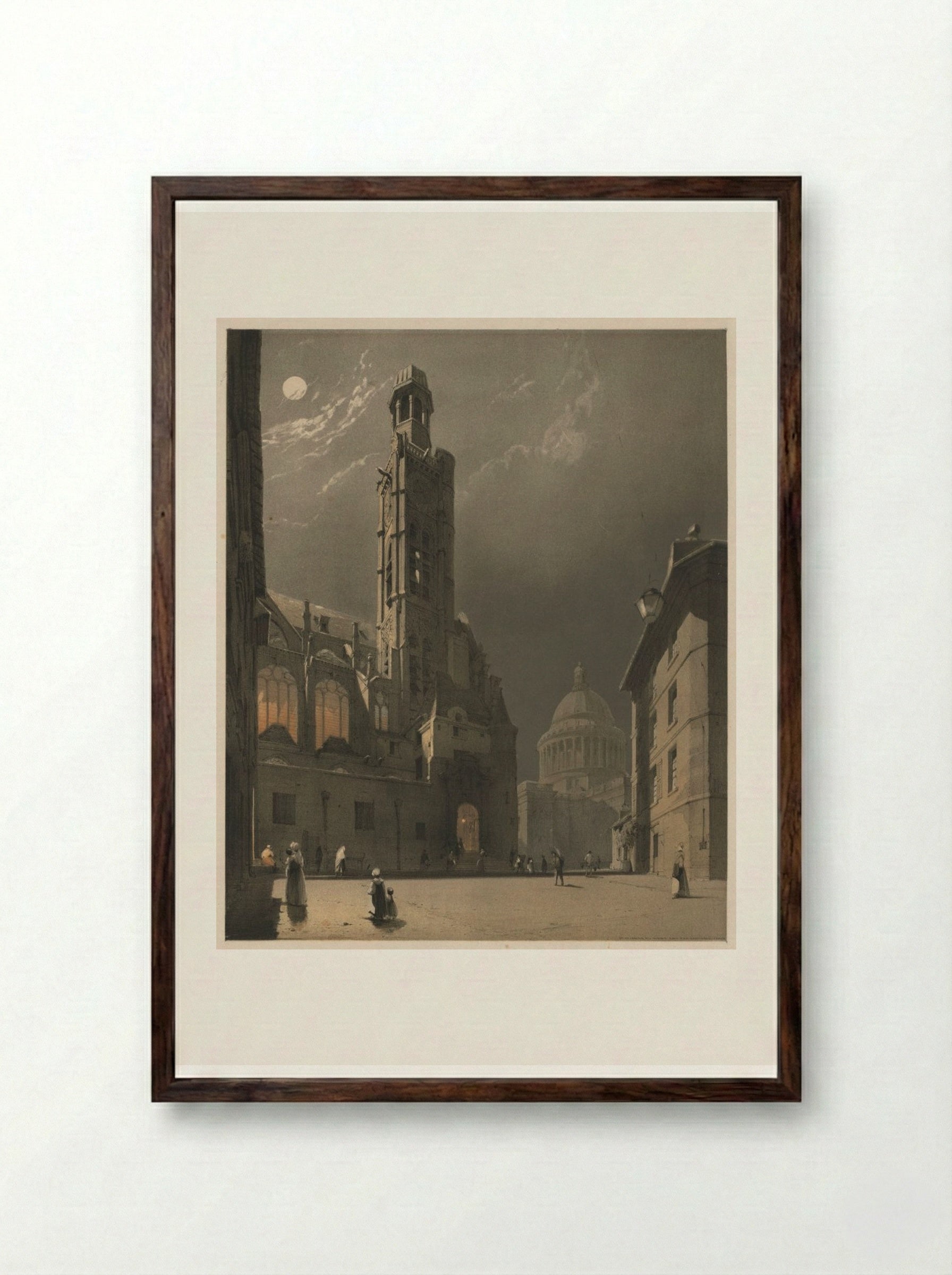 St. Etienne du Mont and the Pantheon, Paris - Thomas Shotter Boys - Framed Print Dark Wood