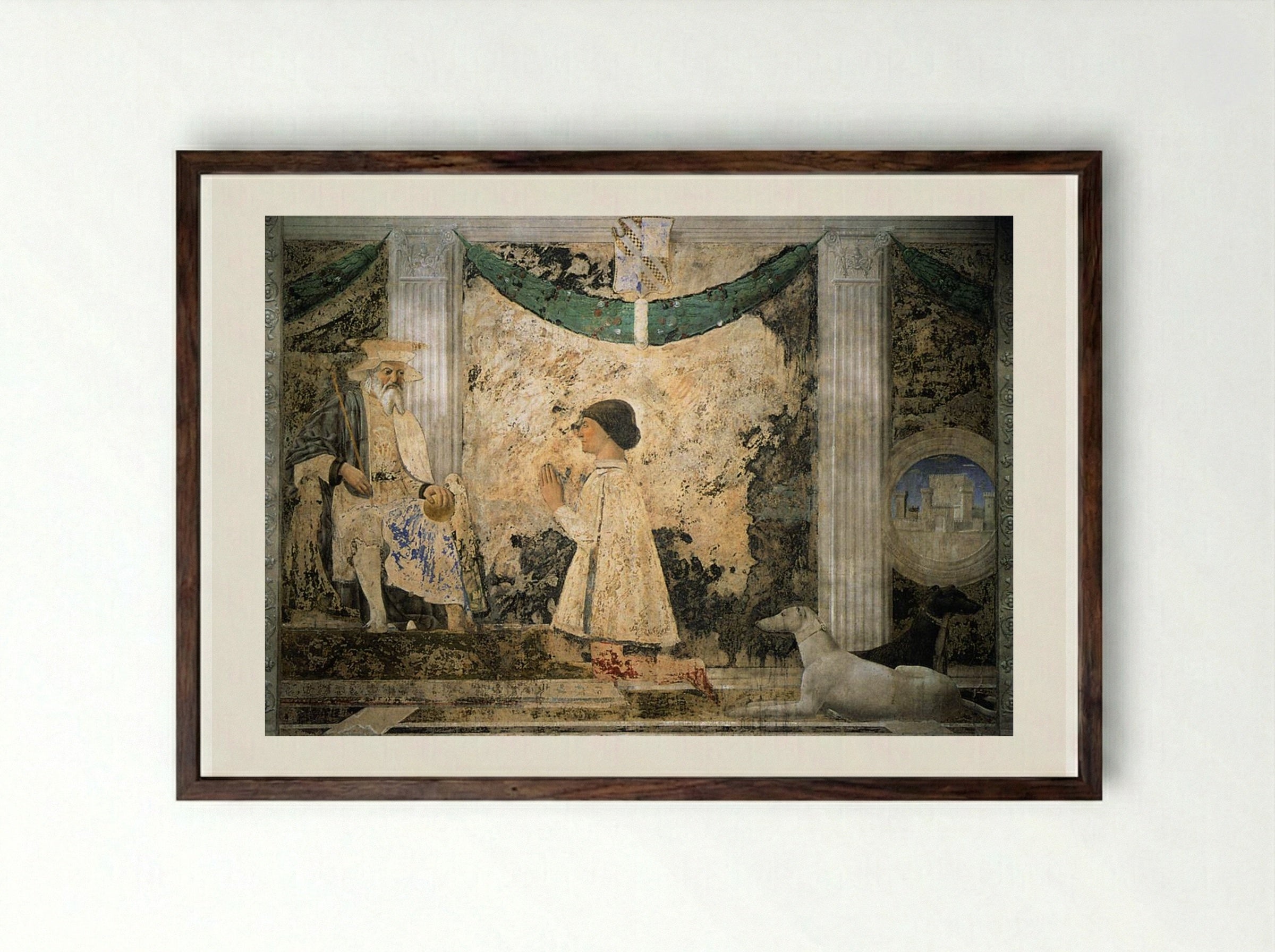 St. Sigismund and Sigismondo Pandolfo Malatesta - Piero della Francesca - Framed Print Dark Wood