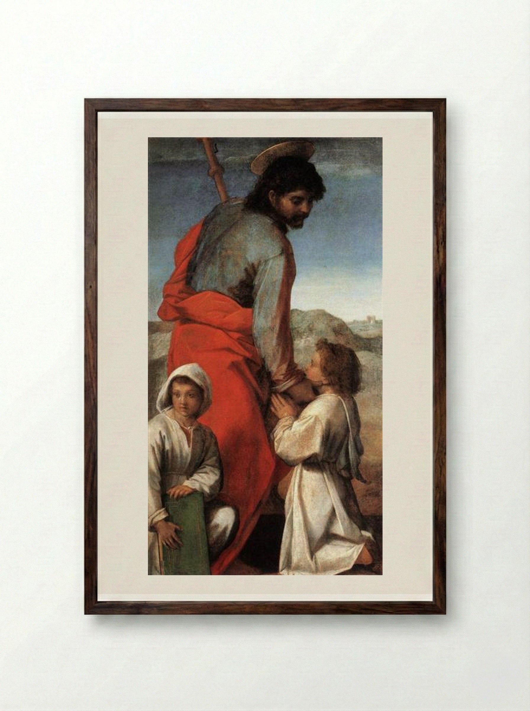 St. James with Two Children - Andrea del Sarto - Framed Print Dark Wood