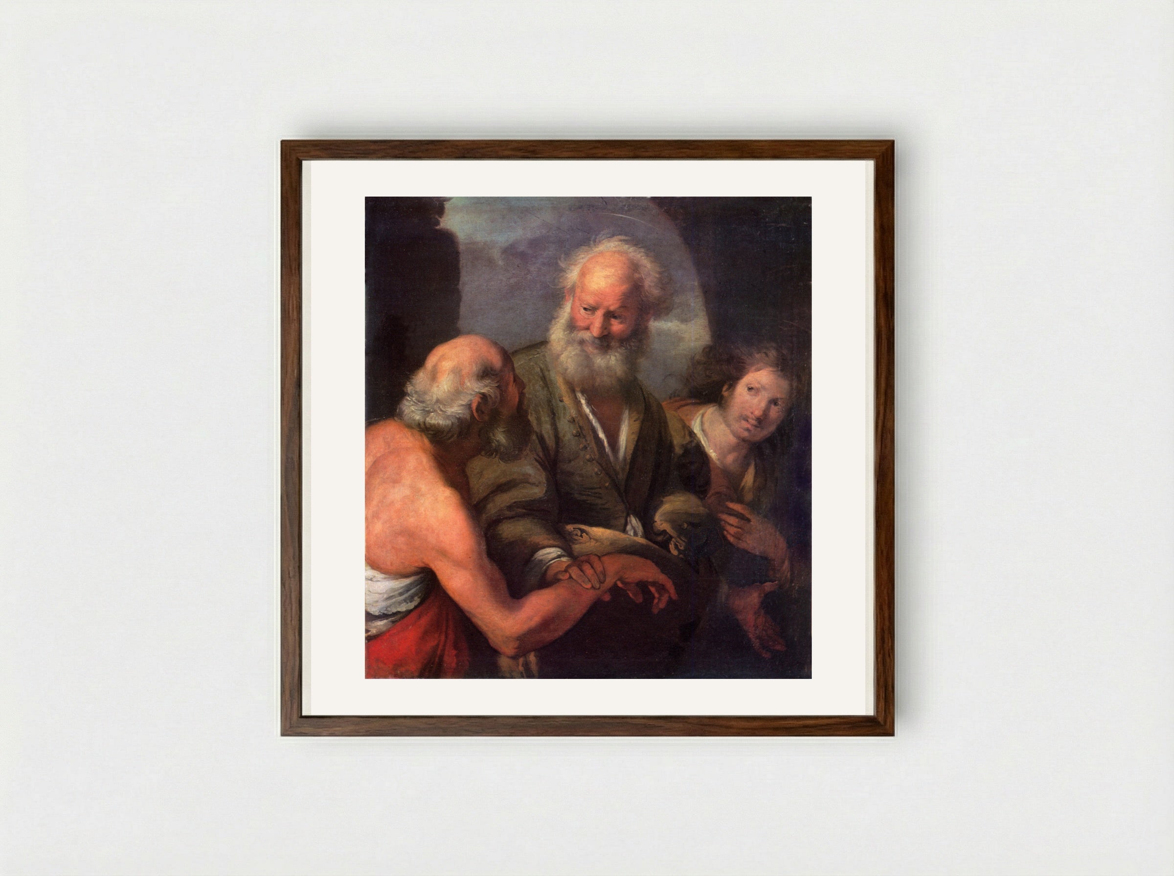 St. Peter Cures the Lame Beggar - Bernardo Strozzi - Framed Print Dark Wood