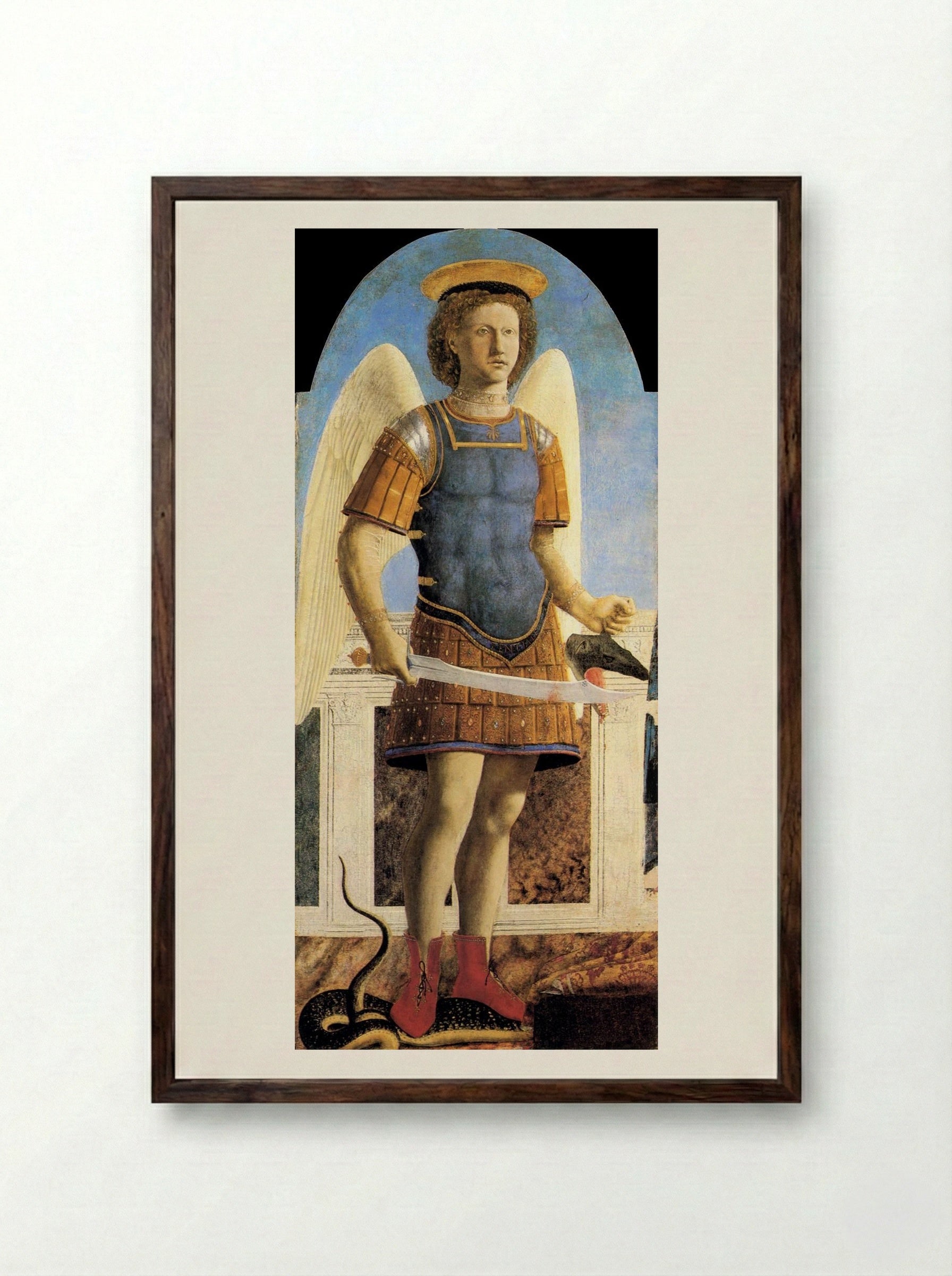 St. Michael the Archangel - Piero della Francesca - Framed Print Dark Wood