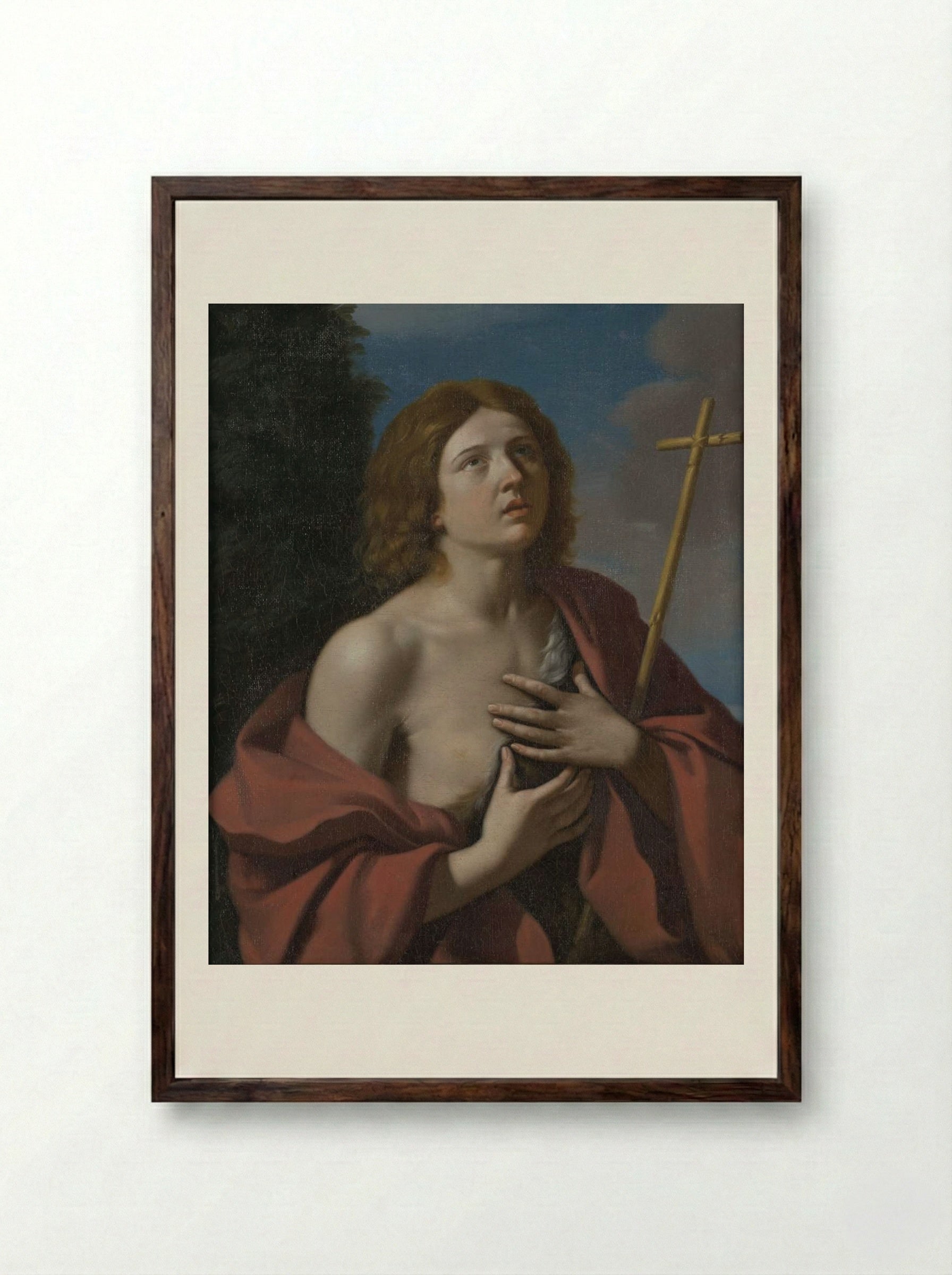 St. John the Baptist - Guercino - Framed Print Dark Wood