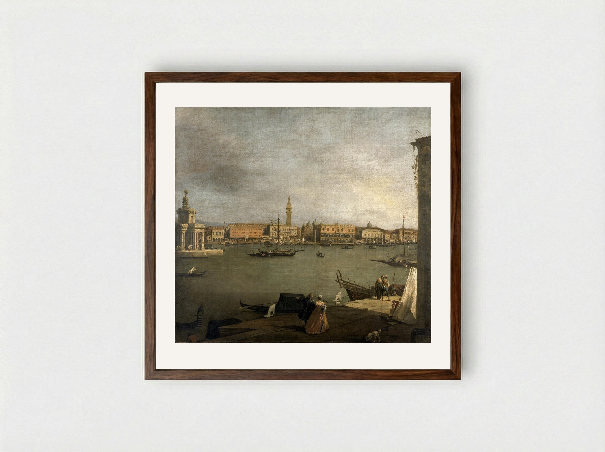 St. Mark's Basin from the Punta della Dogana - Canaletto - Framed Print Dark Wood