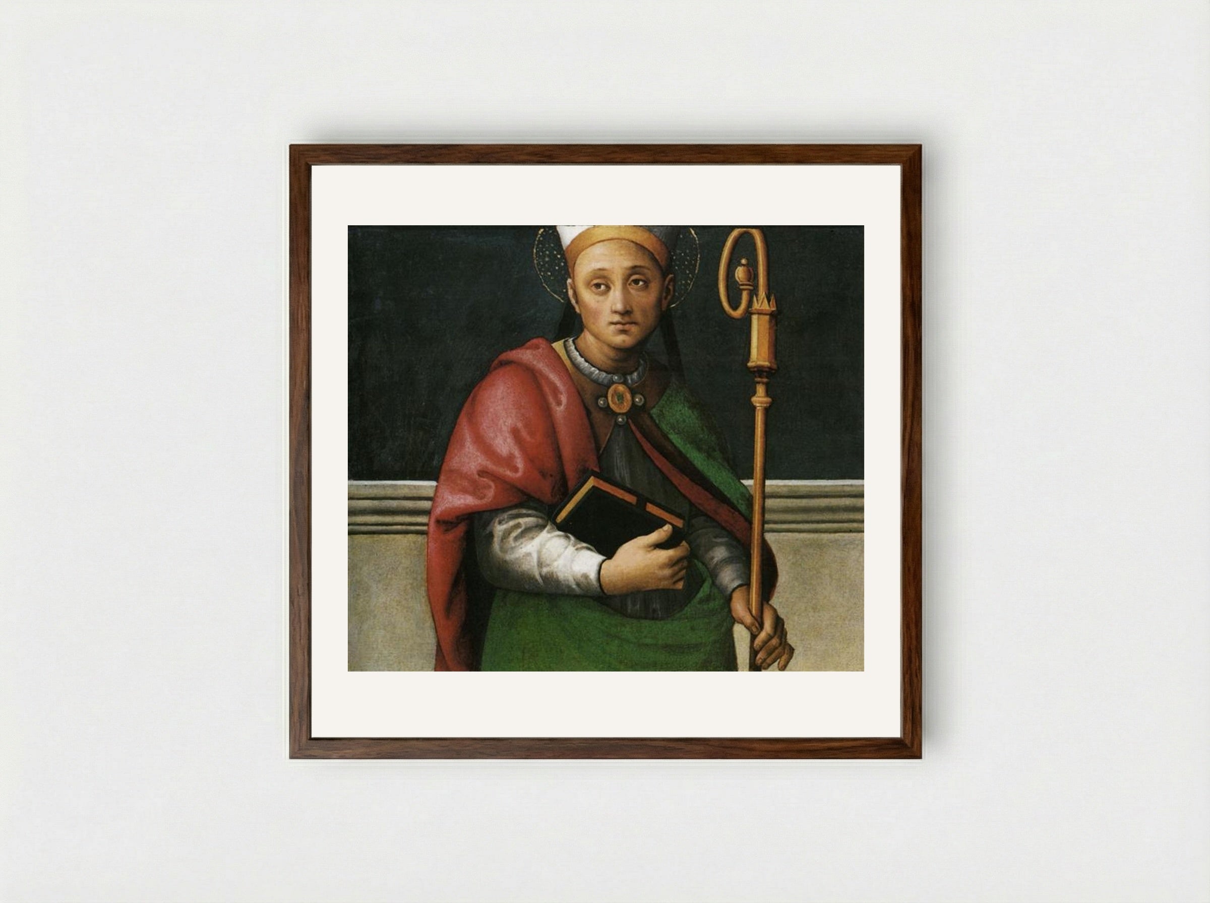 St. Ercolano - Pietro Perugino - Framed Print Dark Wood