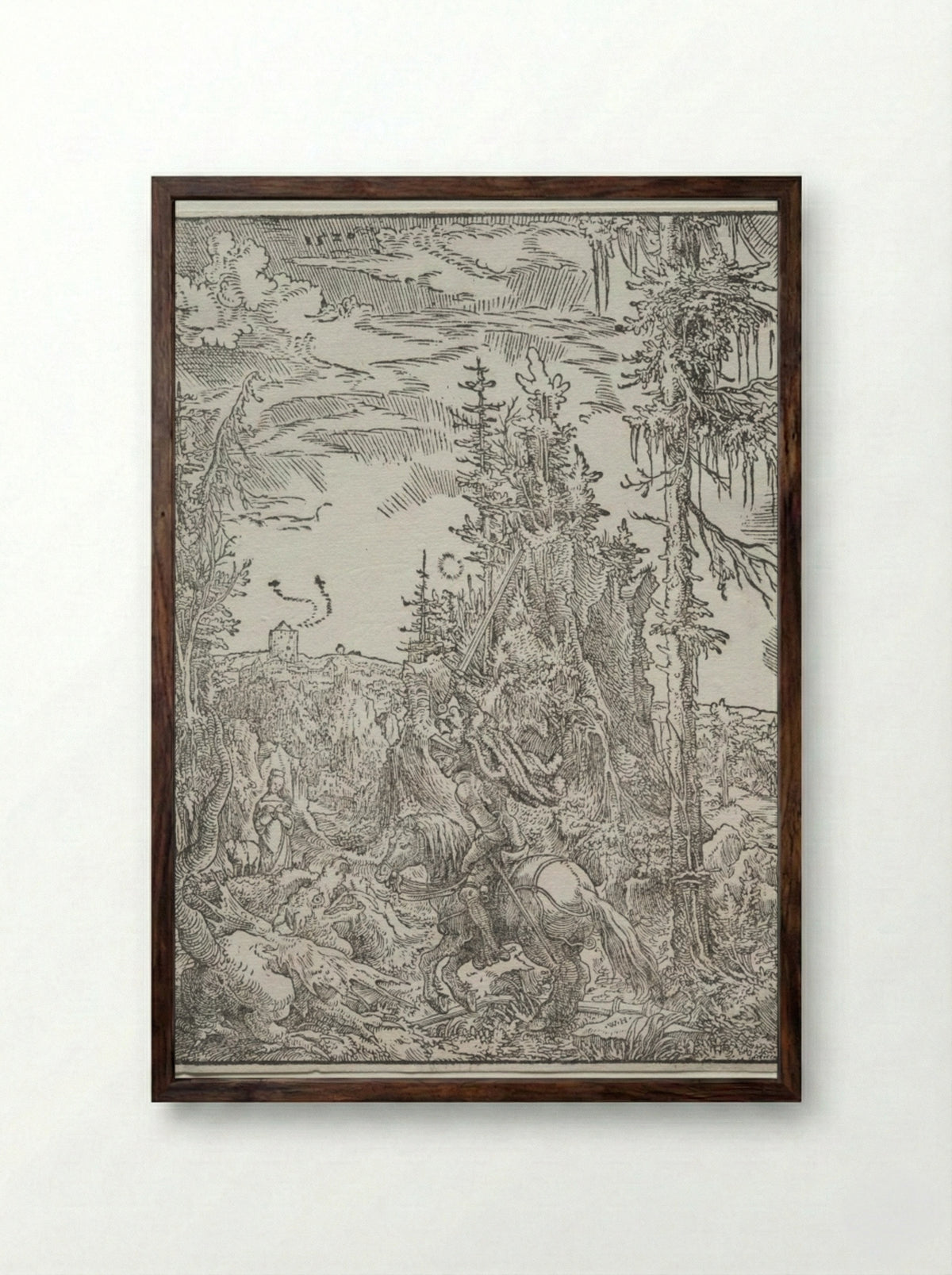 St. George and the Dragon - Wolfgang Huber - Framed Print Dark Wood