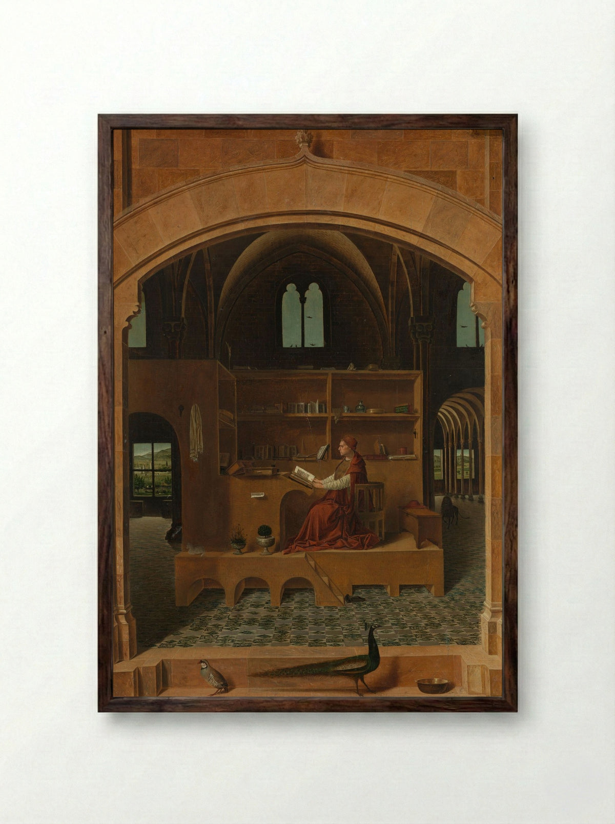 St. Jerome in His Study - Antonello da Messina - Framed Print Dark Wood