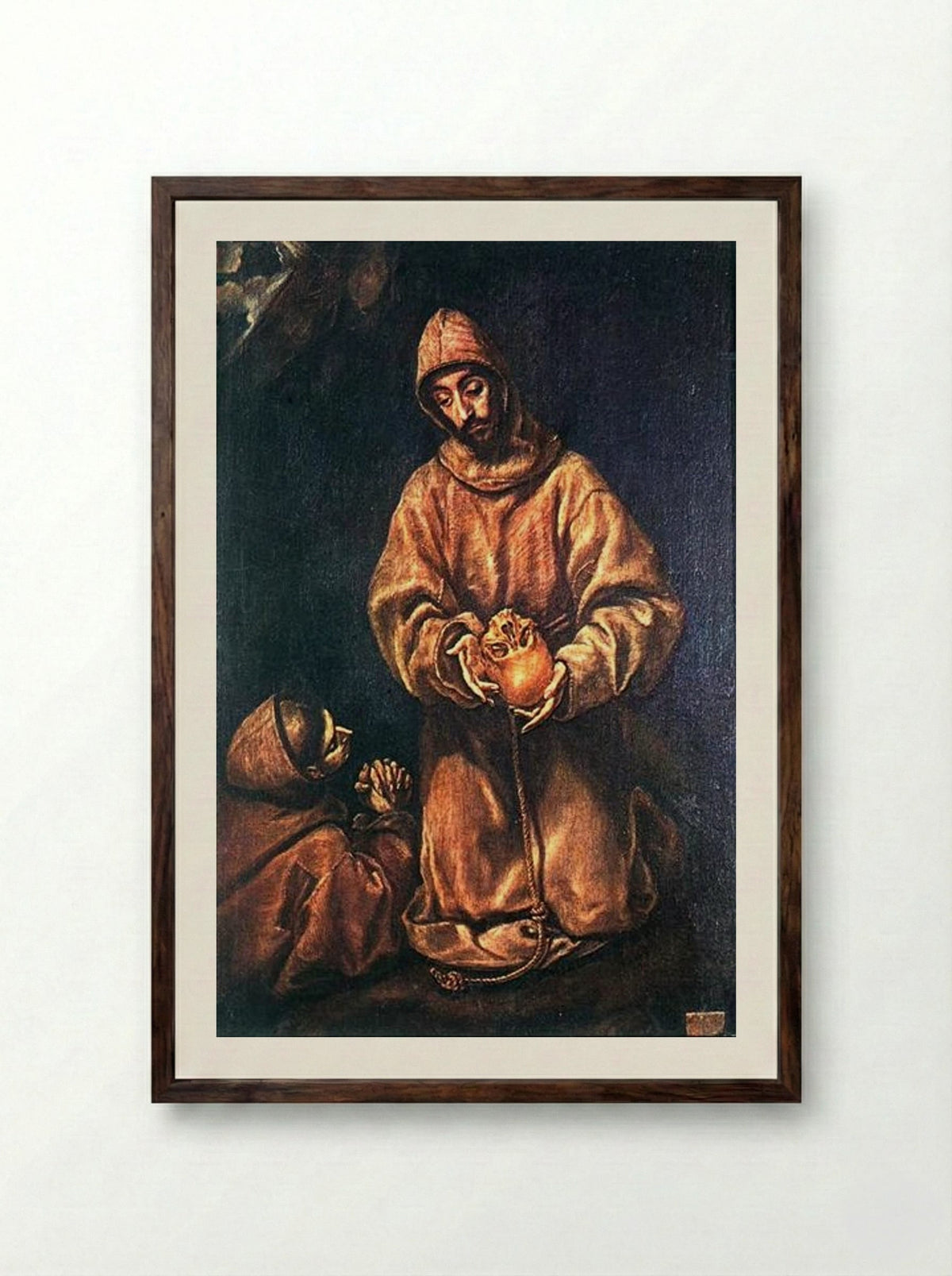 St. Francis and Brother Rufus - El Greco - Framed Print Dark Wood
