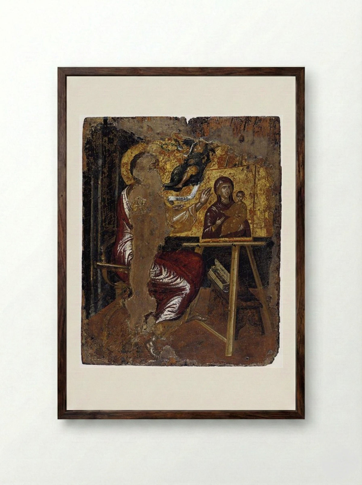 St. Luke Painting the Virgin - El Greco - Framed Print Dark Wood