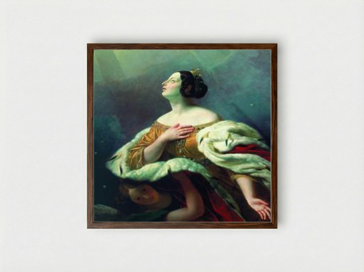 St. Alexandra - Karl Bryullov - Framed Print Dark Wood