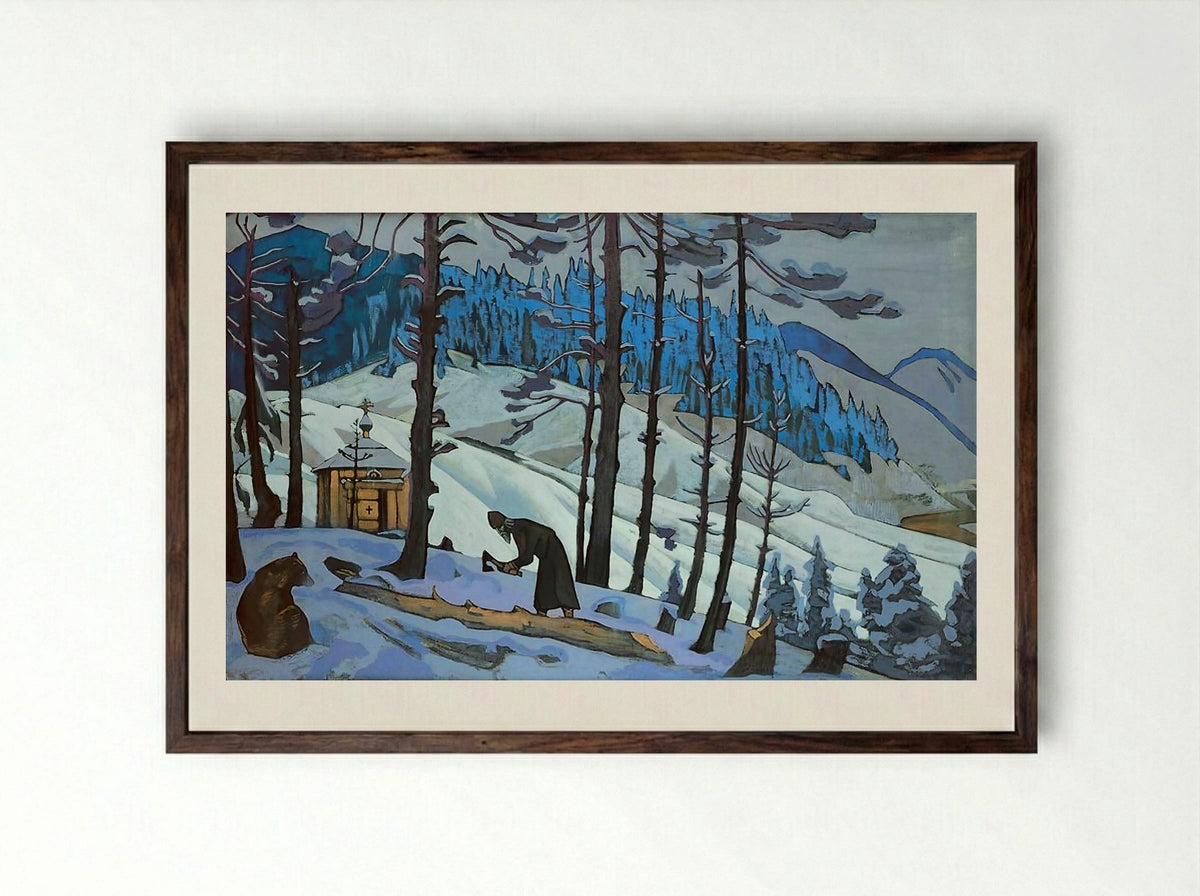 St. Sergius the Buildert - Nicholas Roerich - Framed Print Dark Wood