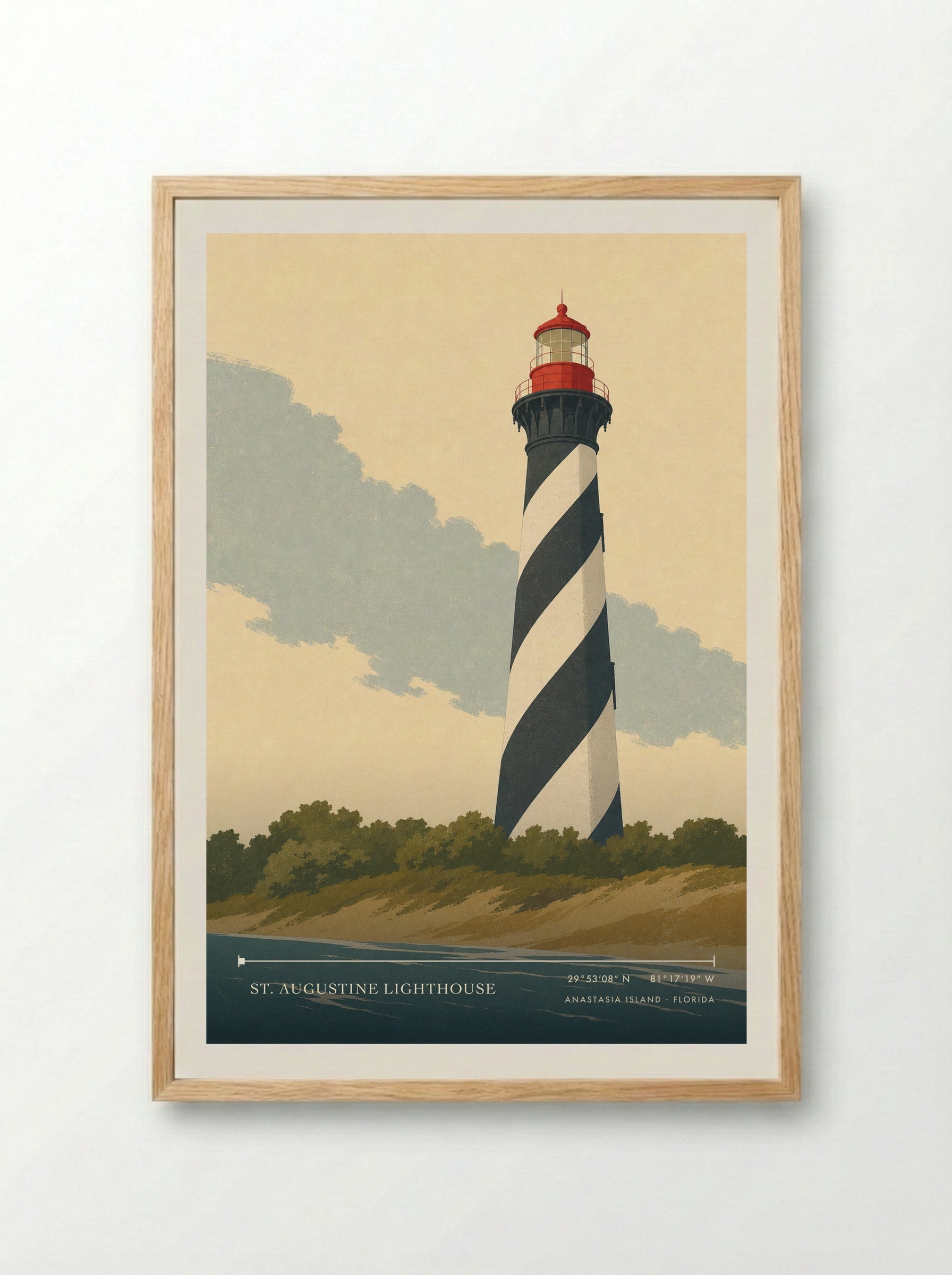 St. Augustine Lighthouse Travel Poster Artwork - Framed Print Wood
